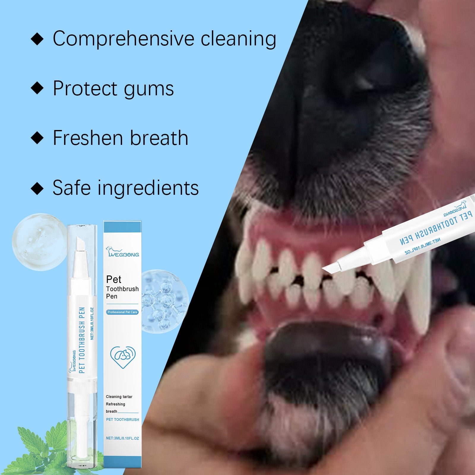 Yegbong Pet Tooth Cleaning Care Brush Oral Teeth Cleaning Tartar Clean And Fresh Care