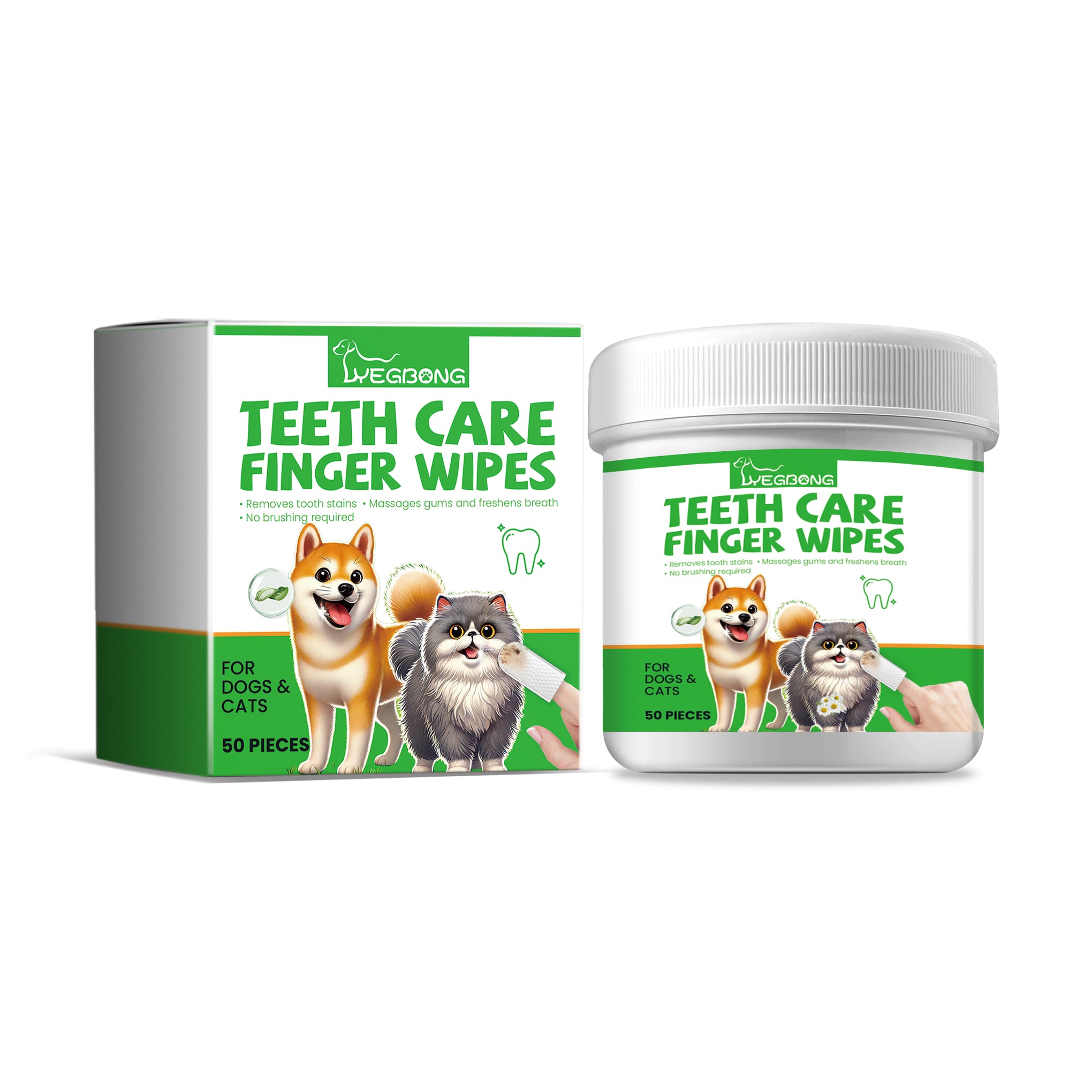 Yegbong Dog And Cat Tooth Wipes, Pet Dog Mild Tooth Cleaning Tartar Stains Fresh Breath Wipes