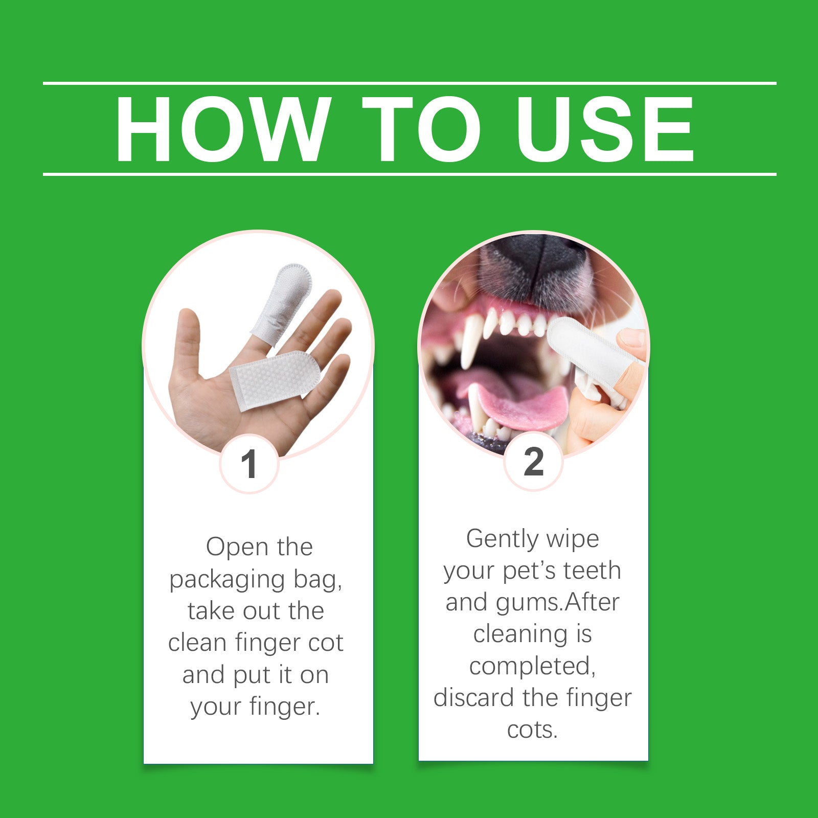 Yegbong Dog And Cat Tooth Wipes, Pet Dog Mild Tooth Cleaning Tartar Stains Fresh Breath Wipes