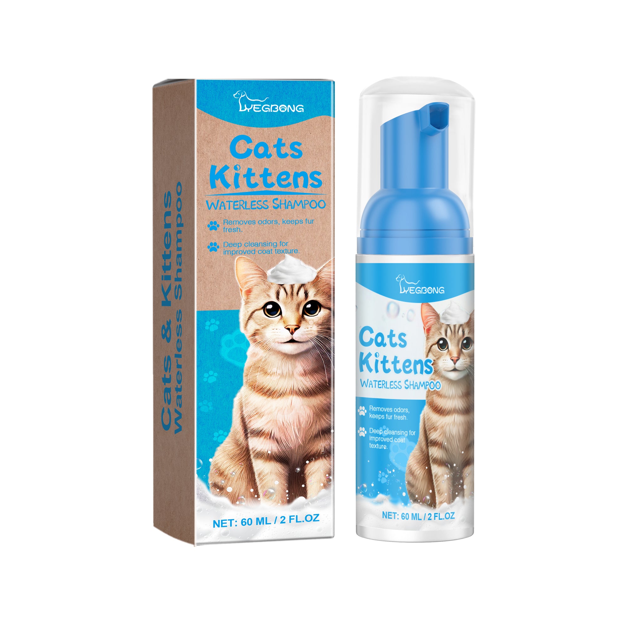 Yegbong Cat Cleaning Mousse With Kitty Cleaning Foam Pet Care Gentle Non-Irritating Cleaning Mousse