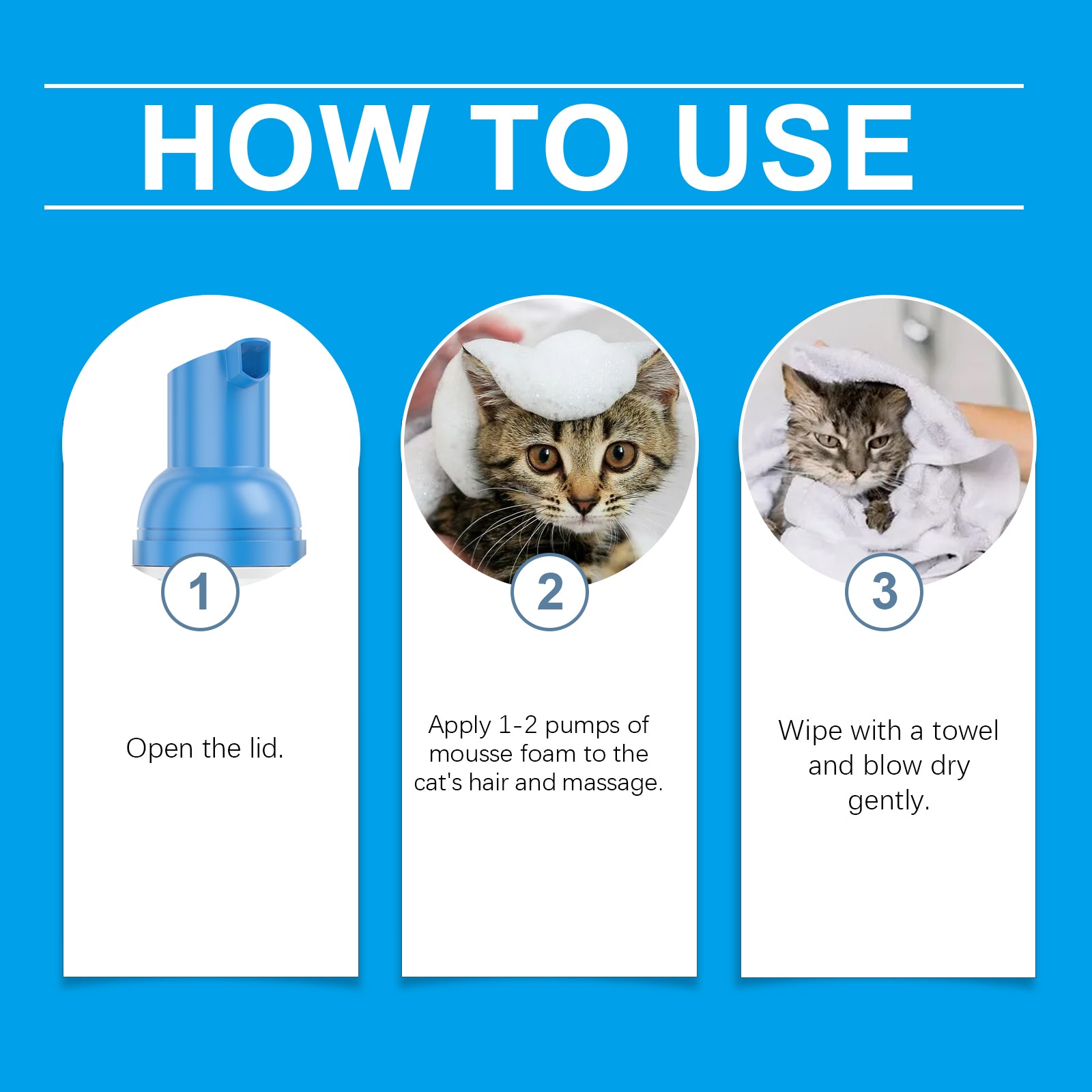 Yegbong Cat Cleaning Mousse With Kitty Cleaning Foam Pet Care Gentle Non-Irritating Cleaning Mousse