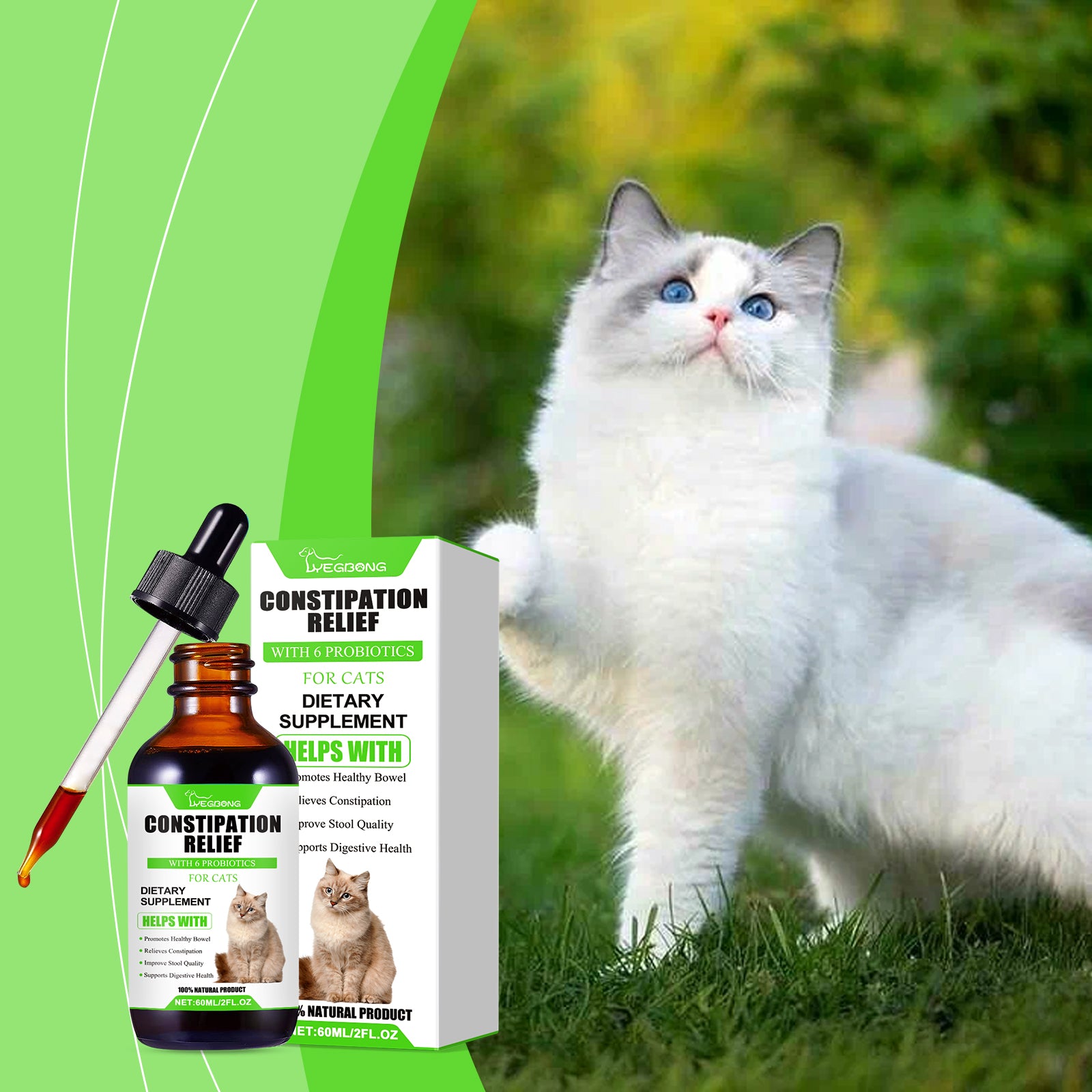 Yegbong Cats With Probiotic Drops, Care For Cats Health And Vitality Care Absorb Nutritional Supplements