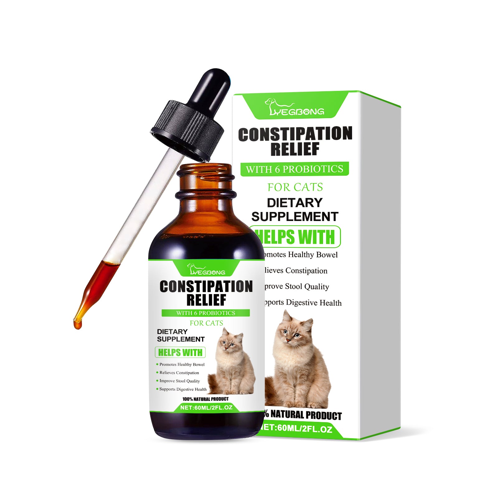Yegbong Cats With Probiotic Drops, Care For Cats Health And Vitality Care Absorb Nutritional Supplements
