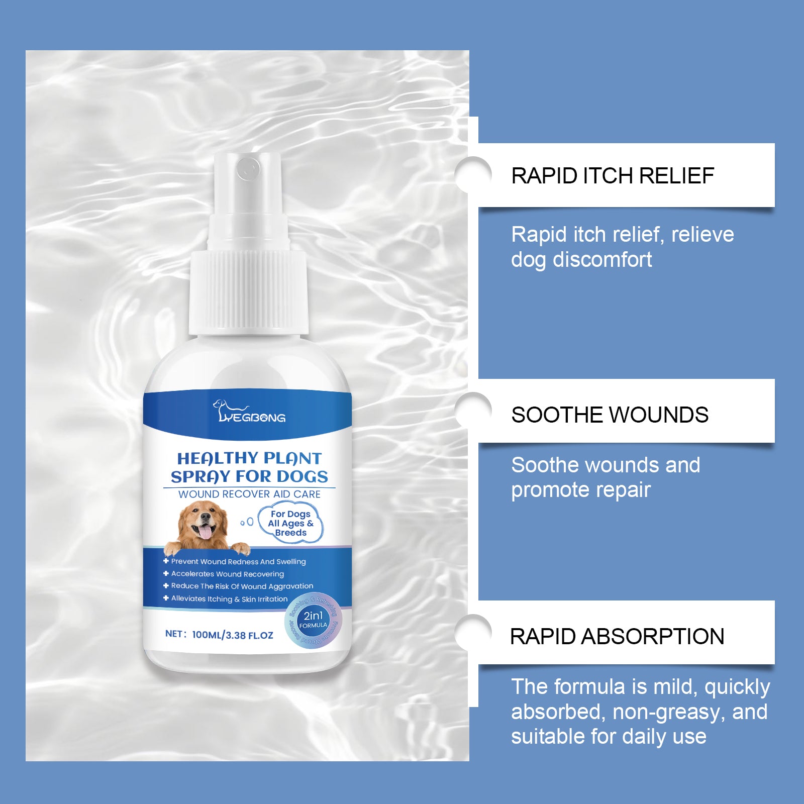 Yegbong Dog Care Spray, Clean Dog Care Pet Plant Essence Skin Care Spray