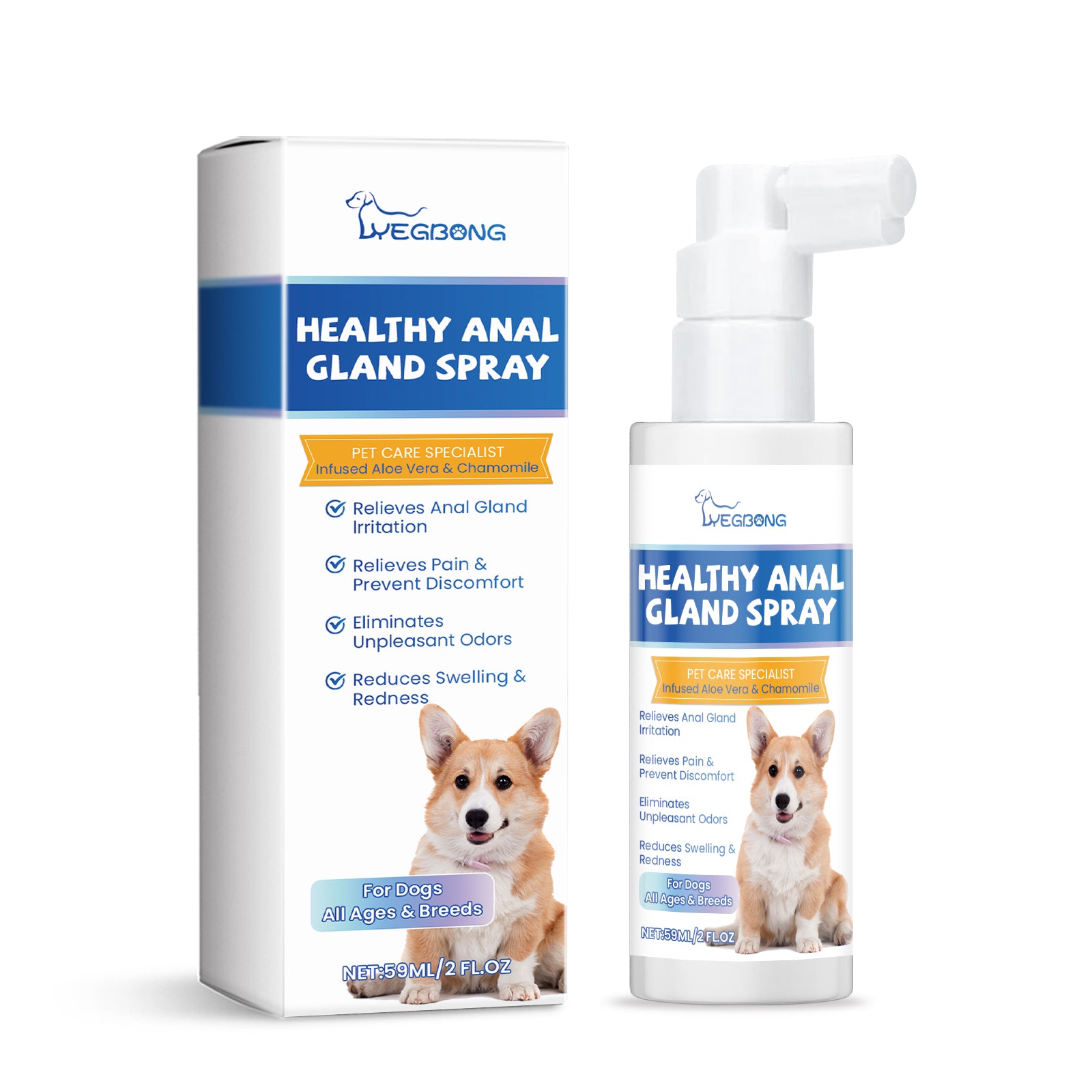 Yegbong Dog Anal Gland Odor Removal Spray, Mild Ingredients Fresh Clean Odor Removal After Potting Care