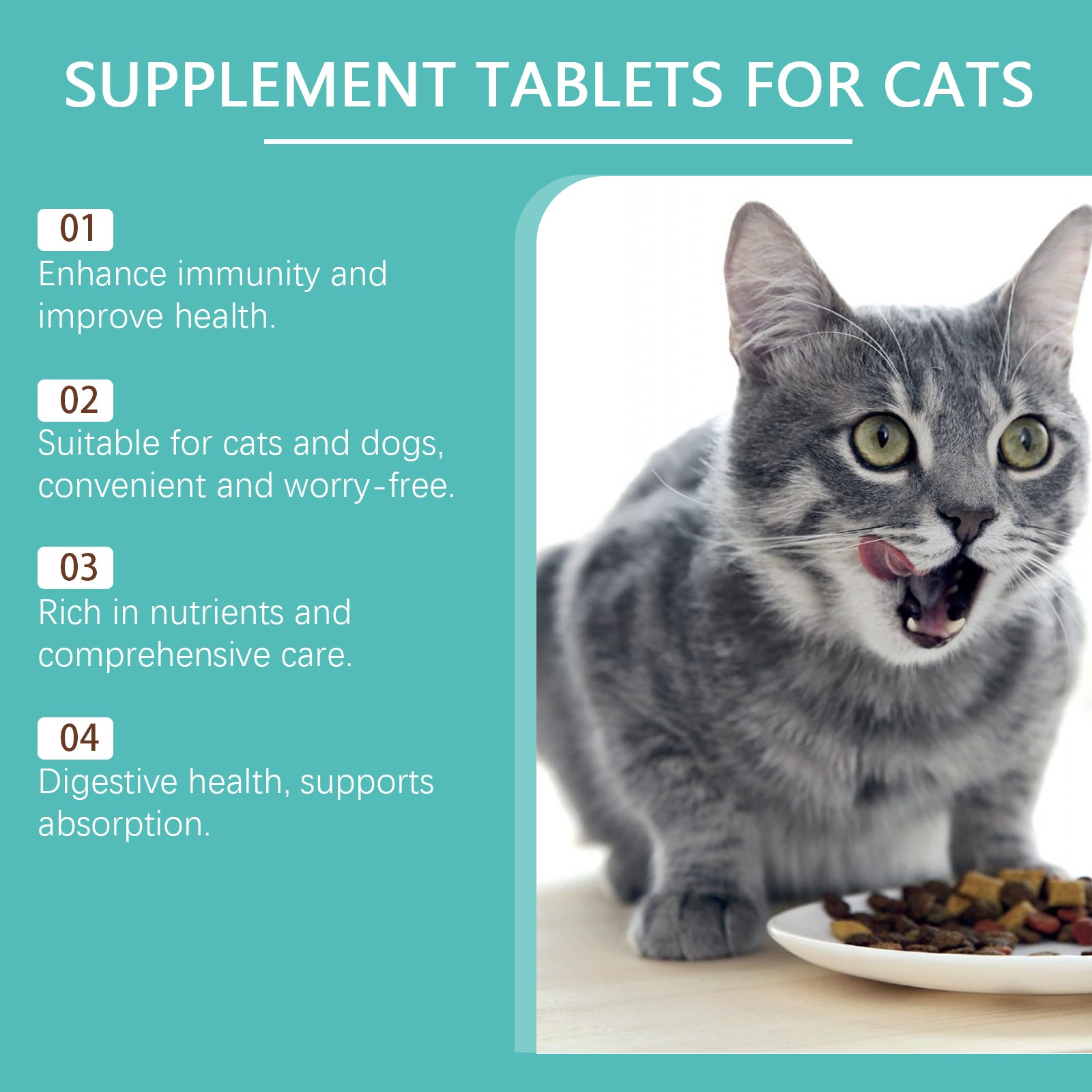 Yegbong Cat Probiotic Tablets To Improve Intestinal Health, Balance Digestion And Absorption Of Pet Nutritional Supplements
