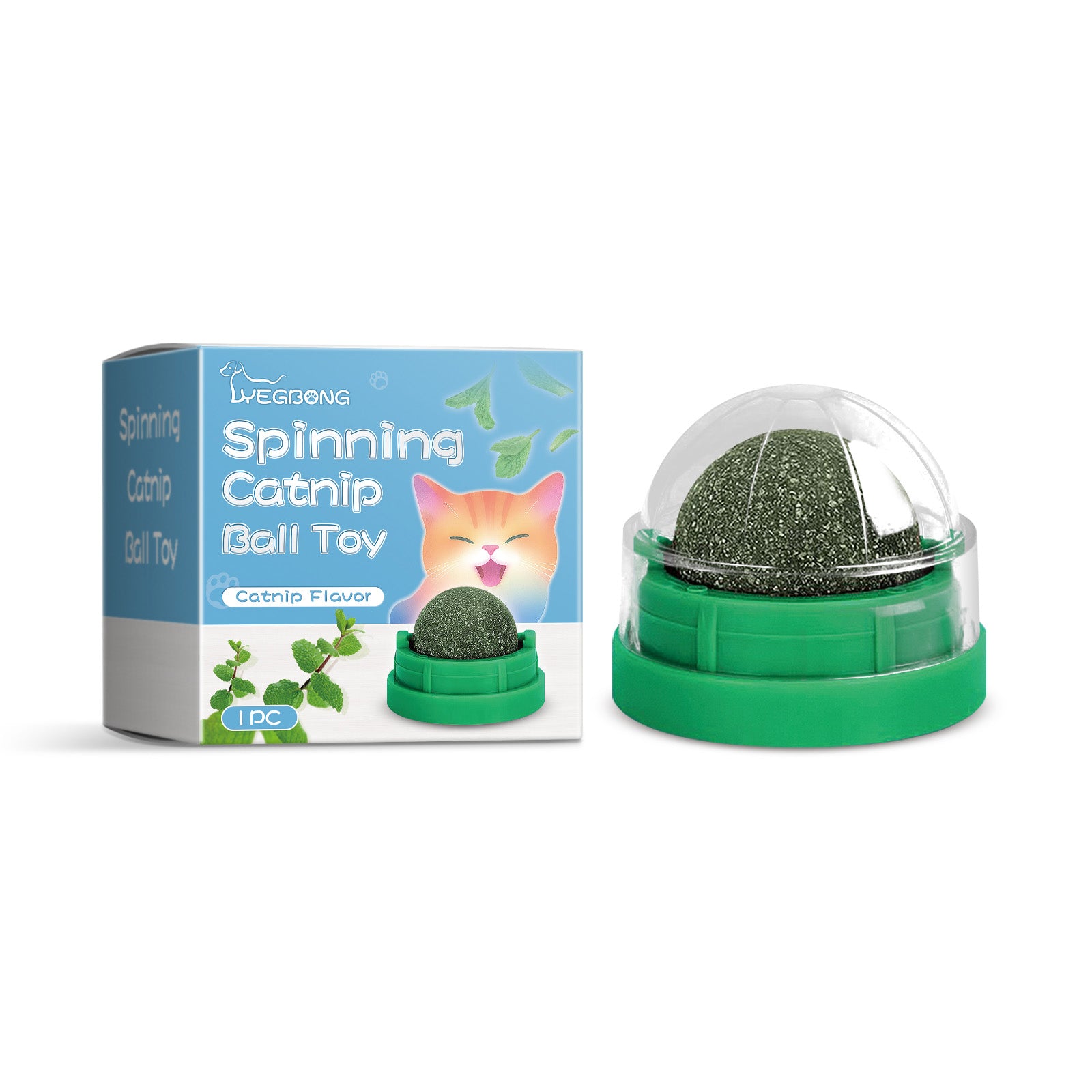 Yegbong Mint-Flavored Rotating Cat Ball Toy Chew Toy Tooth Cleaning Care Rotating Mint Ball