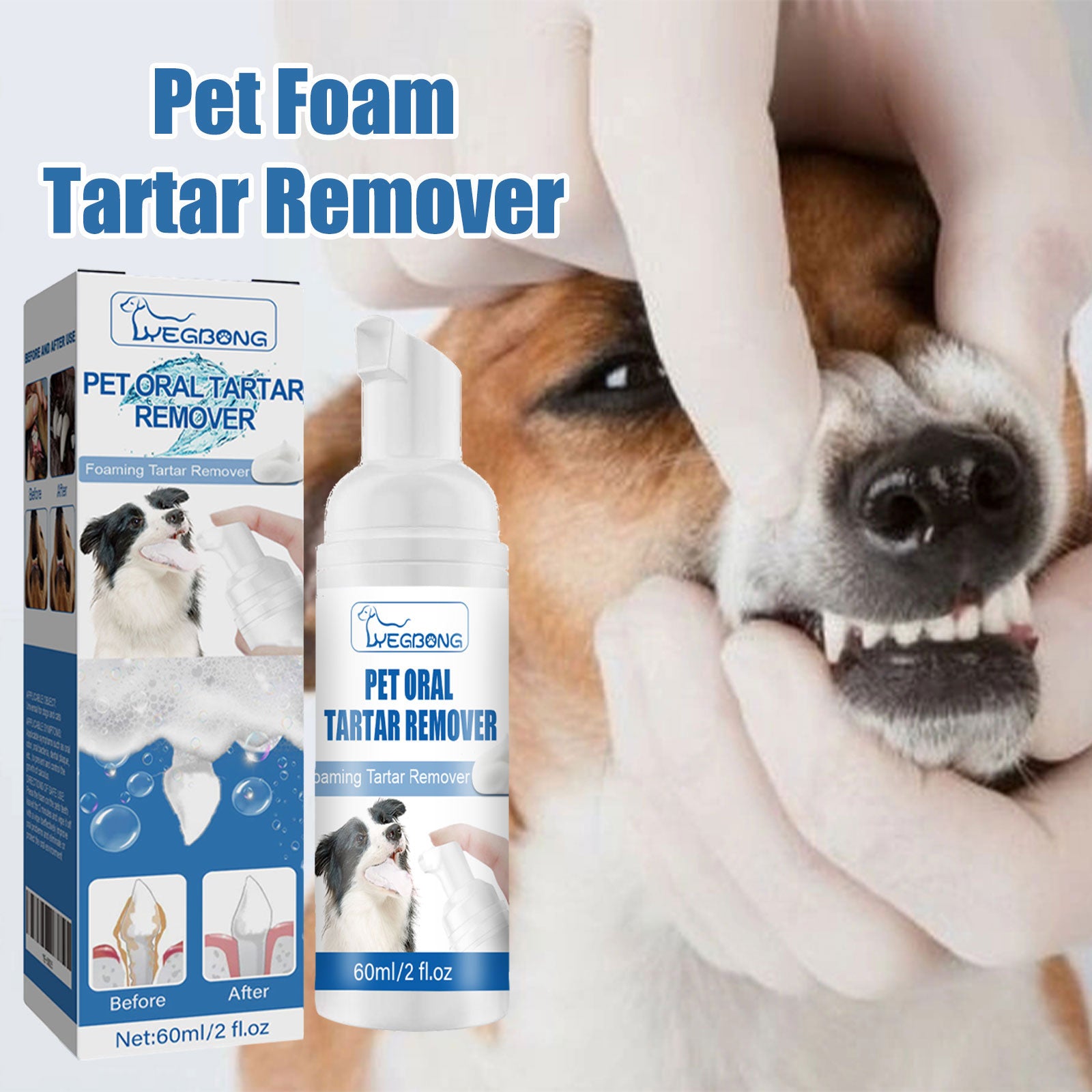 Yegbong Pet Tartar Remover, Removing Dental Calculus Yellow Teeth Halitosis Cleaning Teeth Mouth Foam Cleaner