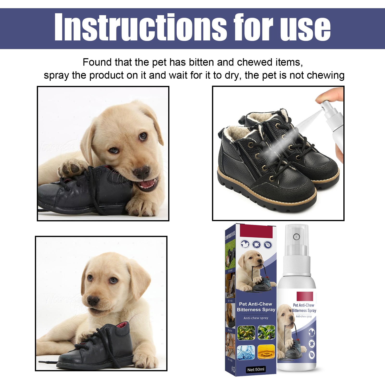 Yegbong Pet Bitter Anti-Biting Spray, Prevent Dogs Chewing Table And Chair Legs, Scratching Sofa Spray