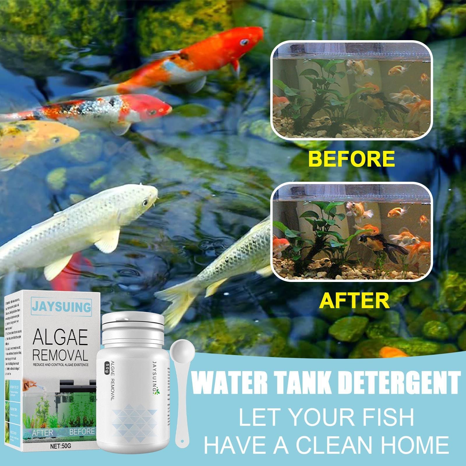 Jaysuing Algae Removal, Remove Green Water Remove Moss Agent Fish Tank Remove Moss Agent Aquarium Remove Algae Potion