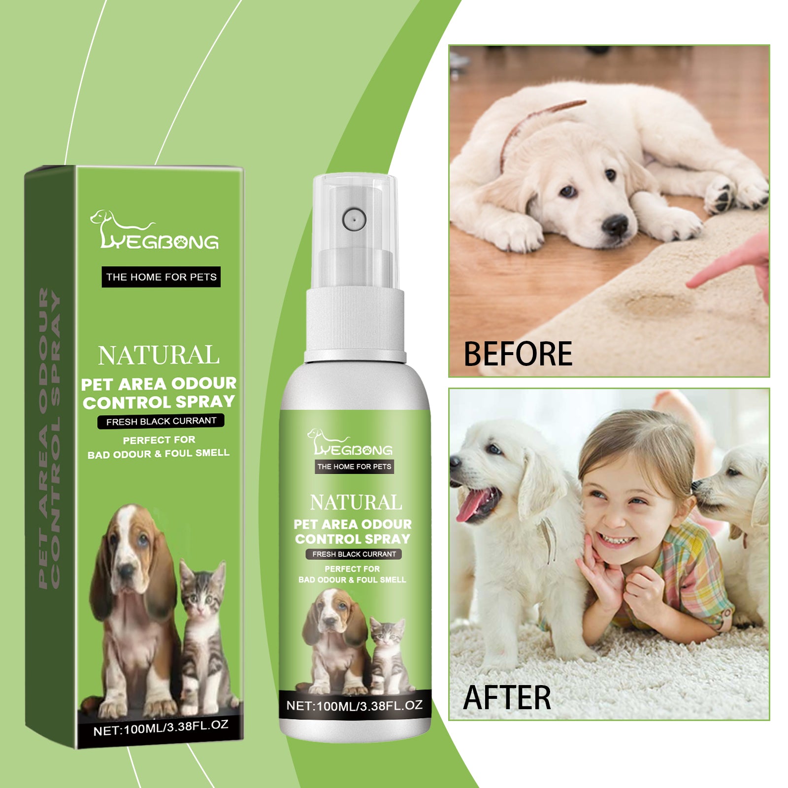 Yegbong Pet Odor Spray, Indoor Pet Area Odor Cleaning And Fragrance Lasting Guardian Refreshing Spray