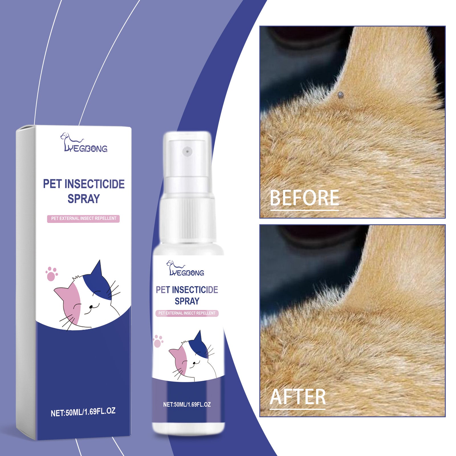 Yegbong Pet Deodorant Spray, Cat And Dog Flea Liquid Deodorant Body Deodorant Spray