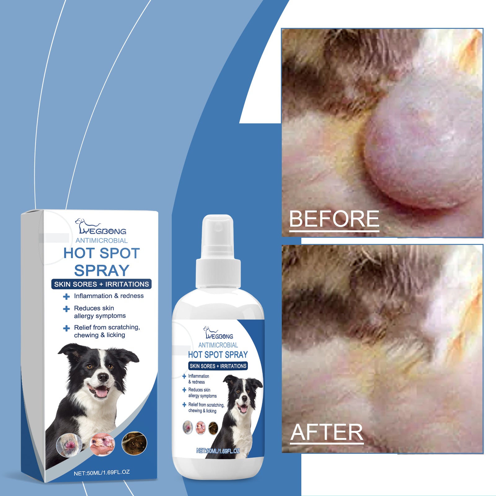 Yegbong Pet Fur Care Spray Pet cat and dog fur gentle cleaning care fur Bright shine