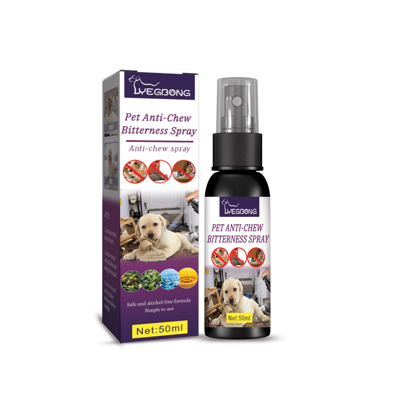 Yegbong Anti-Chewing Bitter Spray For Pets, Prevent Dogs Tearing Apart Homes Scratching And Biting Long-Lasting Indoor Repellent Spray