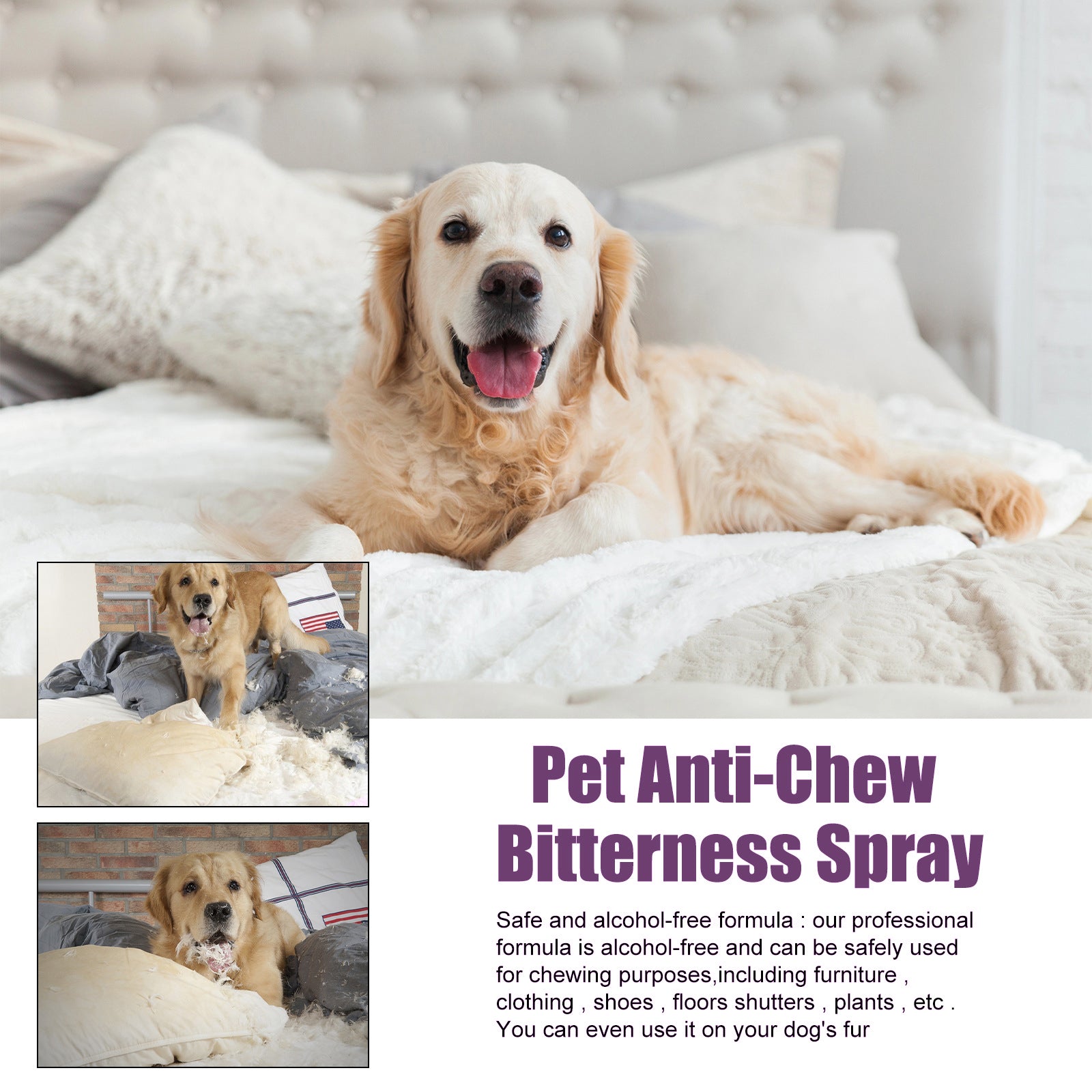 Yegbong Anti-Chewing Bitter Spray For Pets, Prevent Dogs Tearing Apart Homes Scratching And Biting Long-Lasting Indoor Repellent Spray