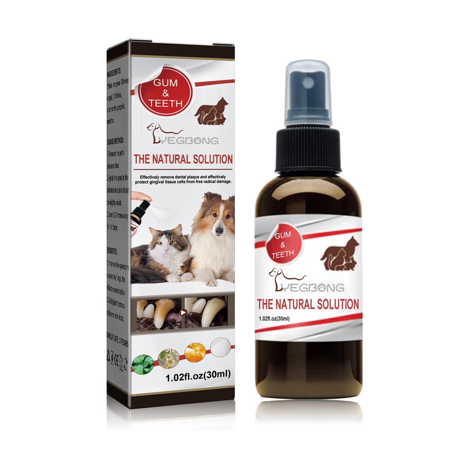 Yegbong Pet Tooth Cleaning Spray, Cats And Dogs Removal Tartar Stains Bad Breath Oral Cleaning Spray