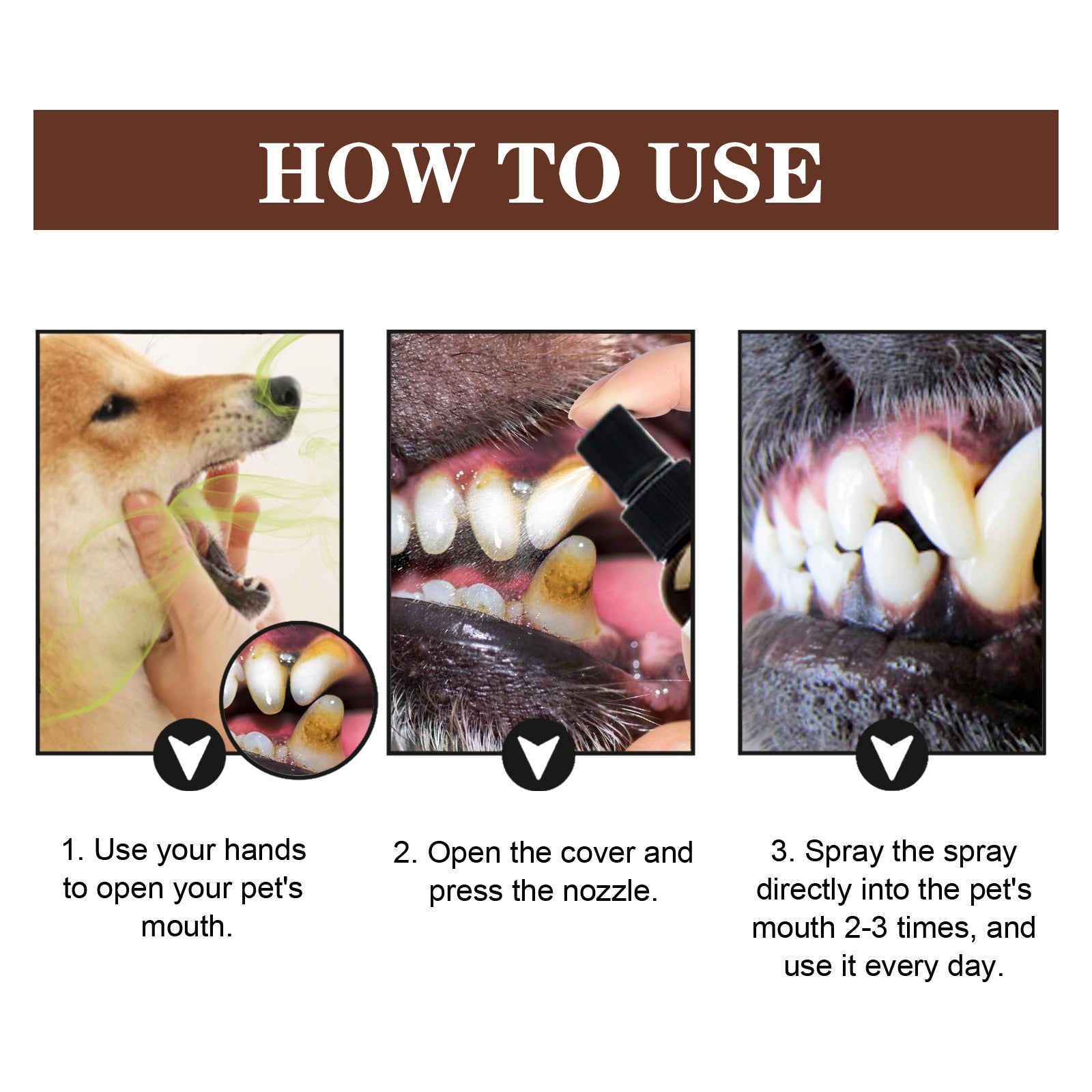 Yegbong Pet Tooth Cleaning Spray, Cats And Dogs Removal Tartar Stains Bad Breath Oral Cleaning Spray