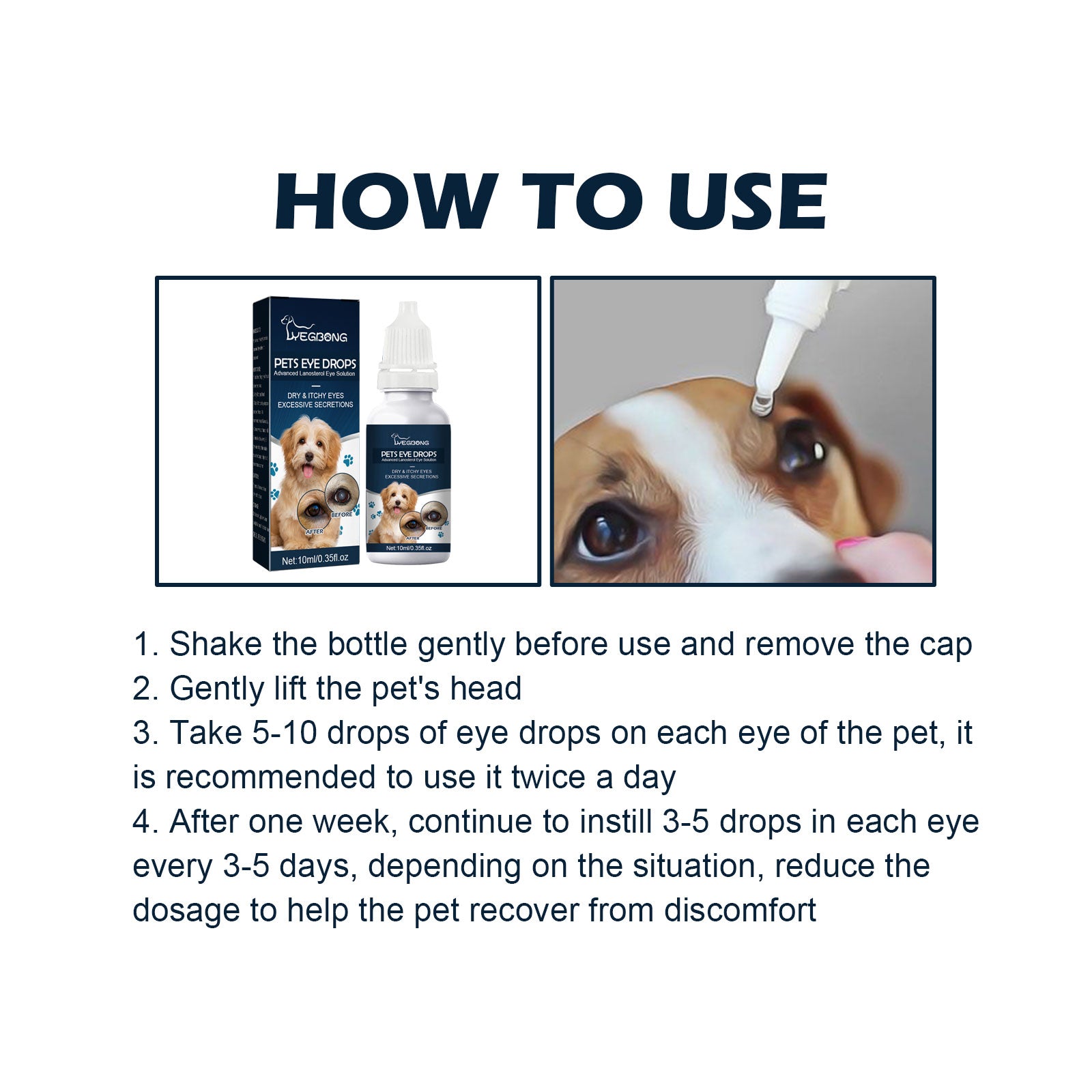 Yegbong Pet Eye Drops, Cats And Dogs Remove Tears Relieve Eyes Itchy Cleansing Eye Drops