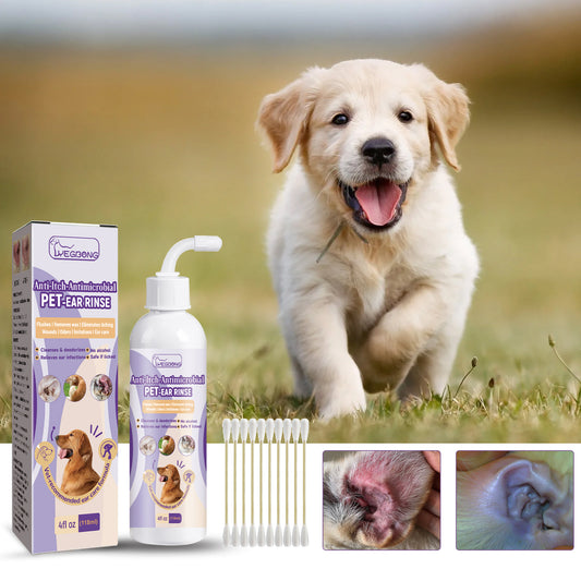 Yegbong Pet Ear Cleaner, Cats And Dogs Relieves Ear Canal Odors Cleaning Earwax Ear Wash Drops