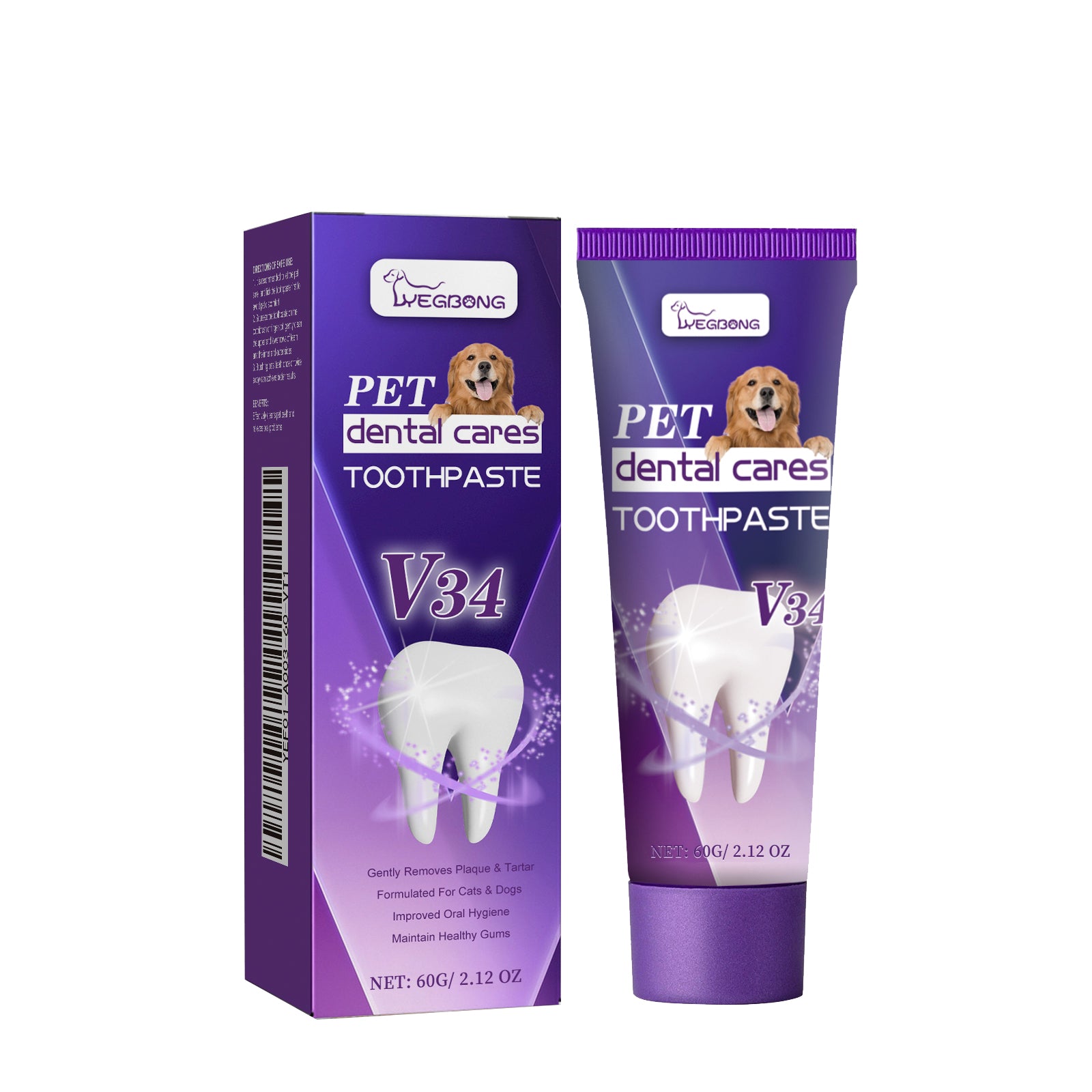 Yegbong Pet V34 Toothpaste, Pet Clean Bad Breath Tartar Care Gum Care Toothpaste