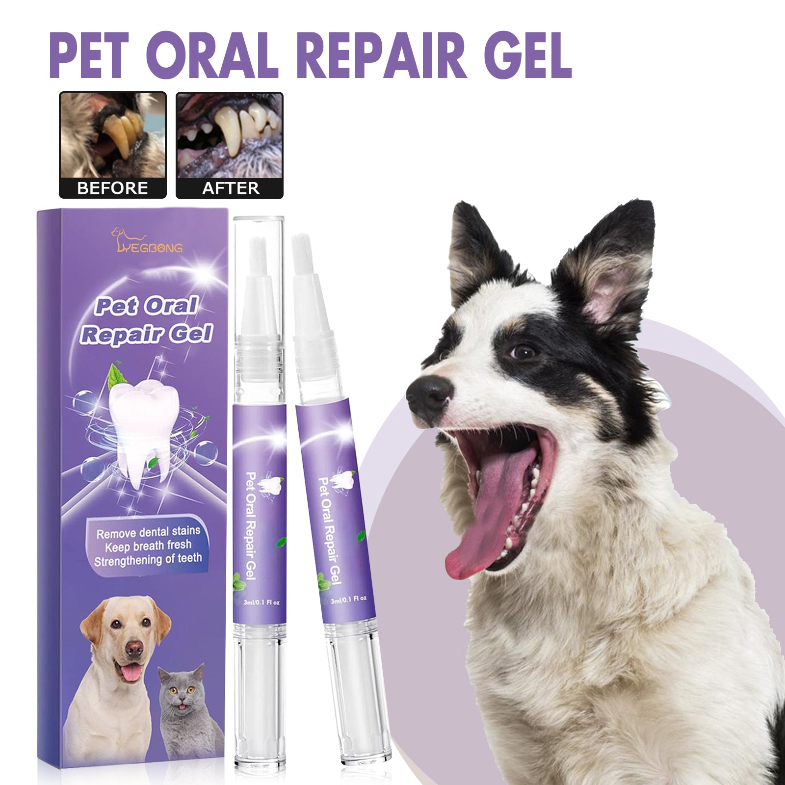 Yegbong Pet Oral Repair Gel, Deep Cleaning Dog And Cat Tooth Stains Oral Cleaning Care