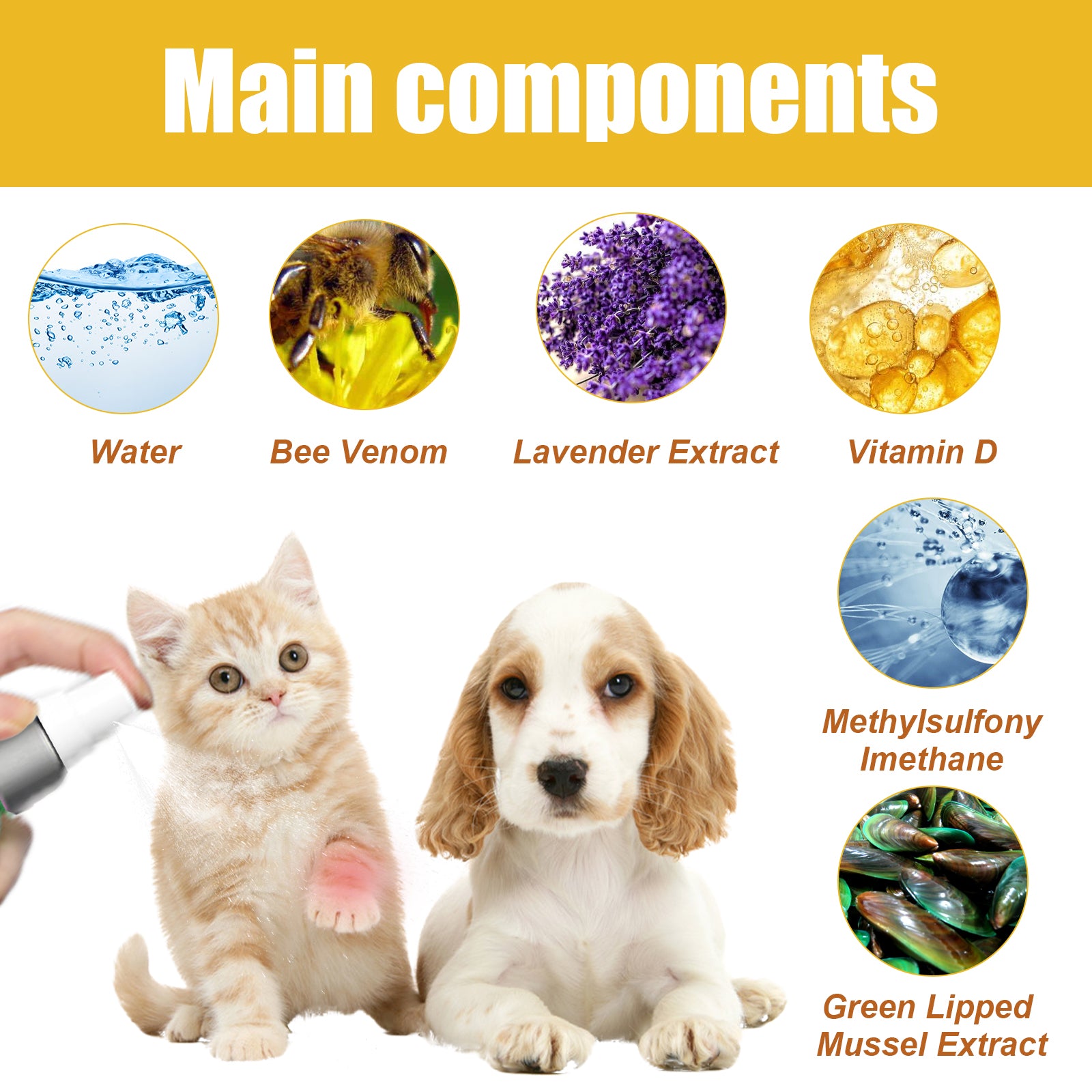 Yegbong Pet Joint Repair Spray, Cats And Dogs Relieve Body Joint Soreness Muscles And Bone Care Spray