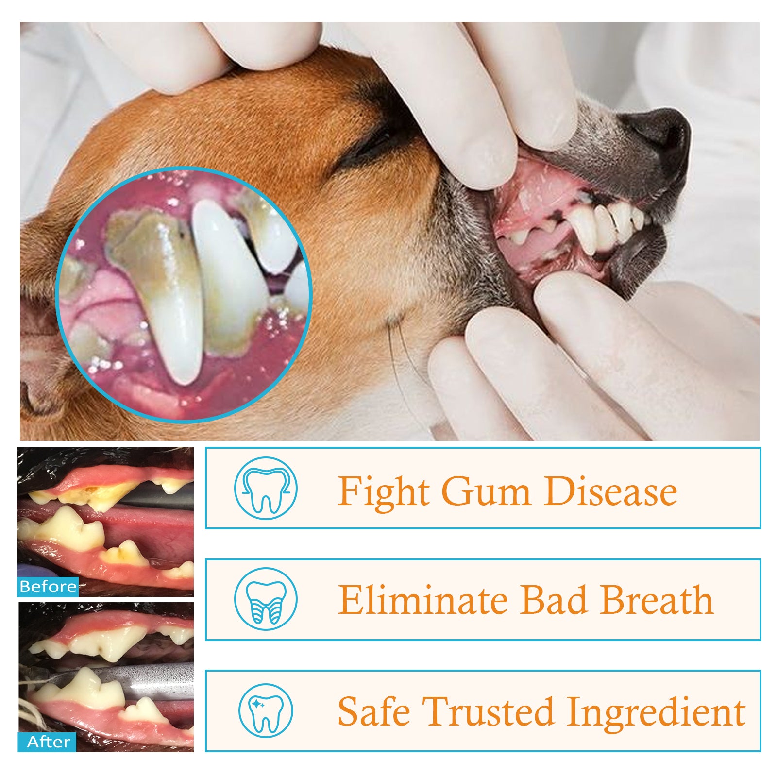 Yegbong Dog Cat Tooth Cleaning Finger Set, Pet Breath Fresh Remove Tartar Stones Teeth Clean Finger Set