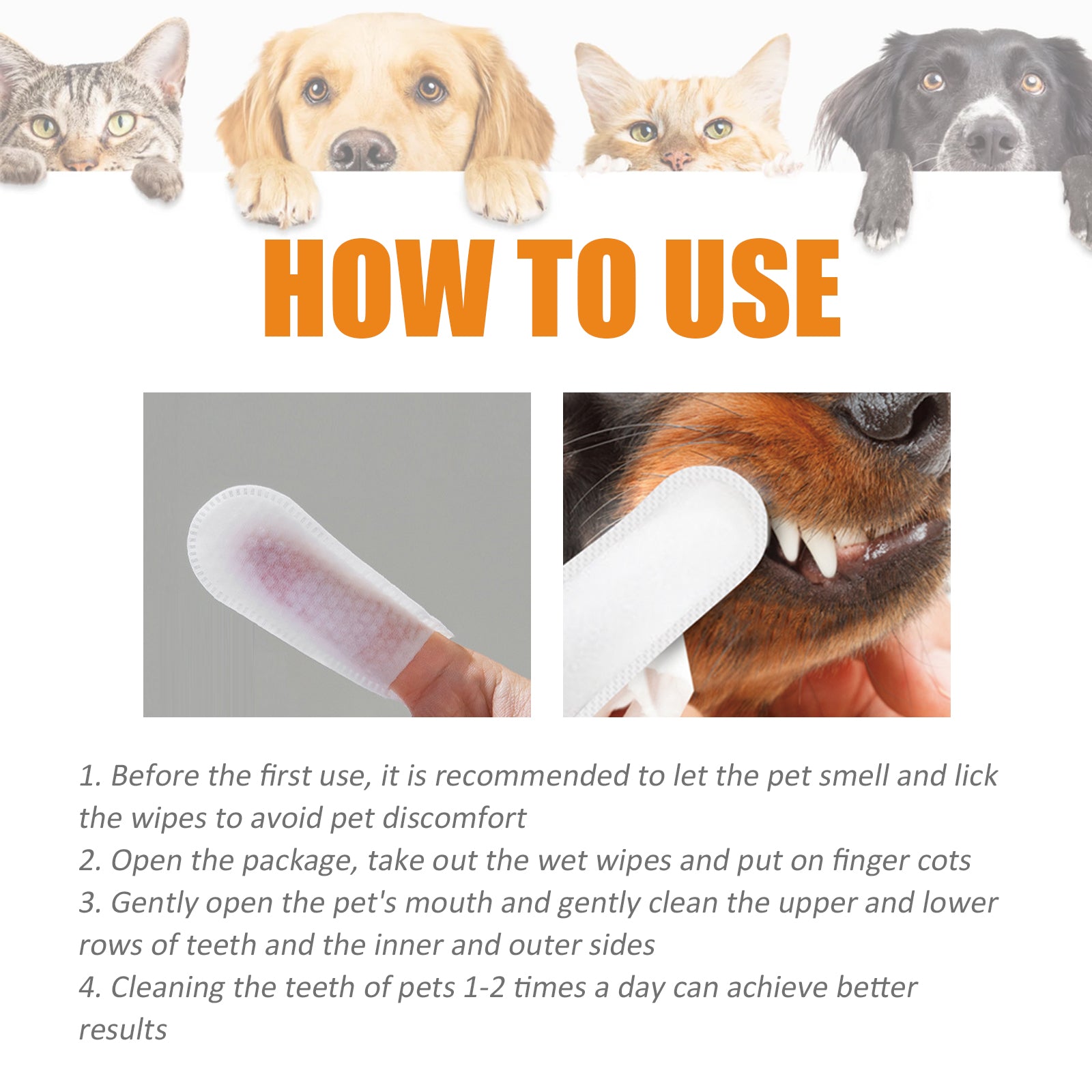 Yegbong Dog Cat Tooth Cleaning Finger Set, Pet Breath Fresh Remove Tartar Stones Teeth Clean Finger Set
