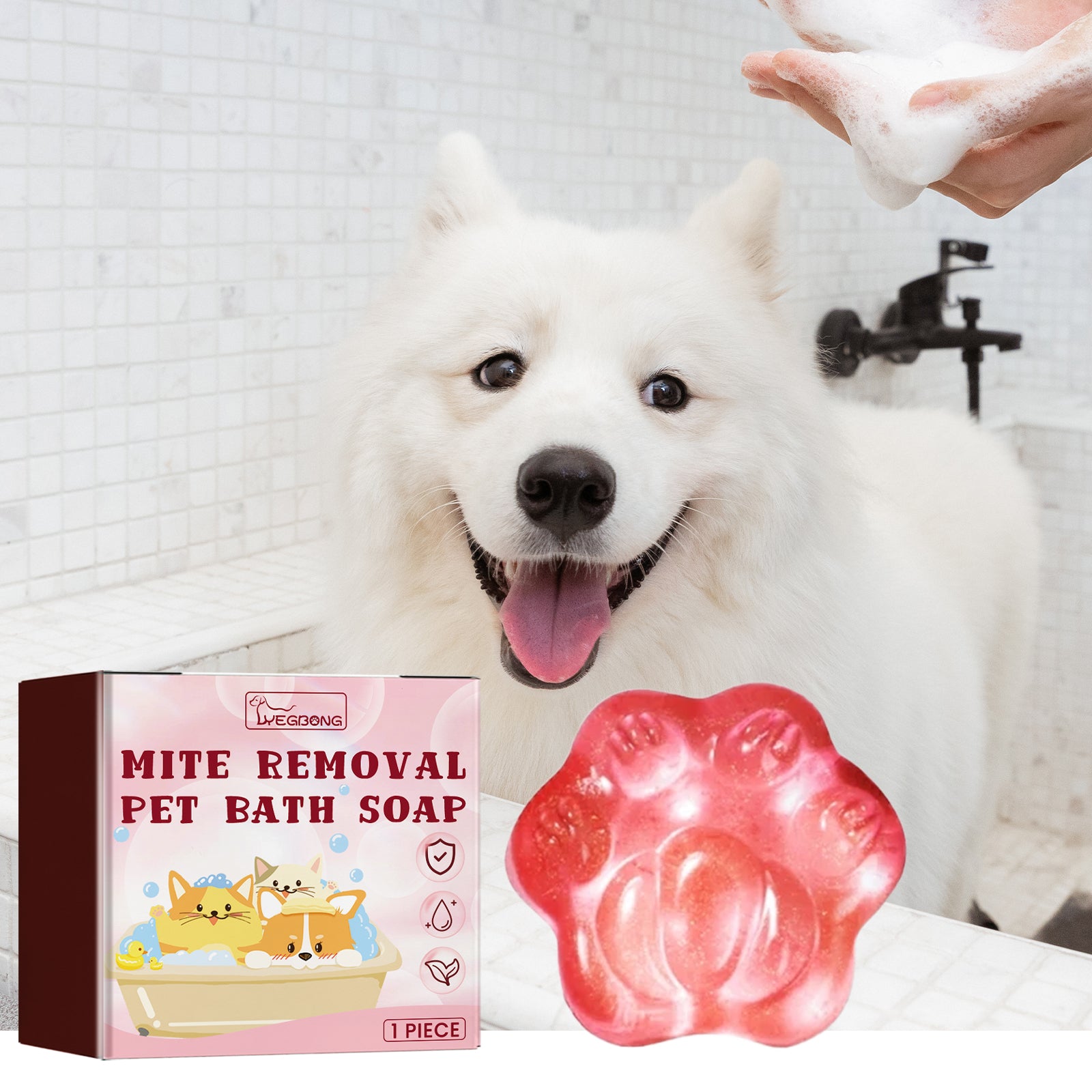 Yegbong Pet Soap, Relieve Itchy Skin For Cats And Dogs, Smooth Hair Care, Anti-Mite Cleaning Soap For Pets