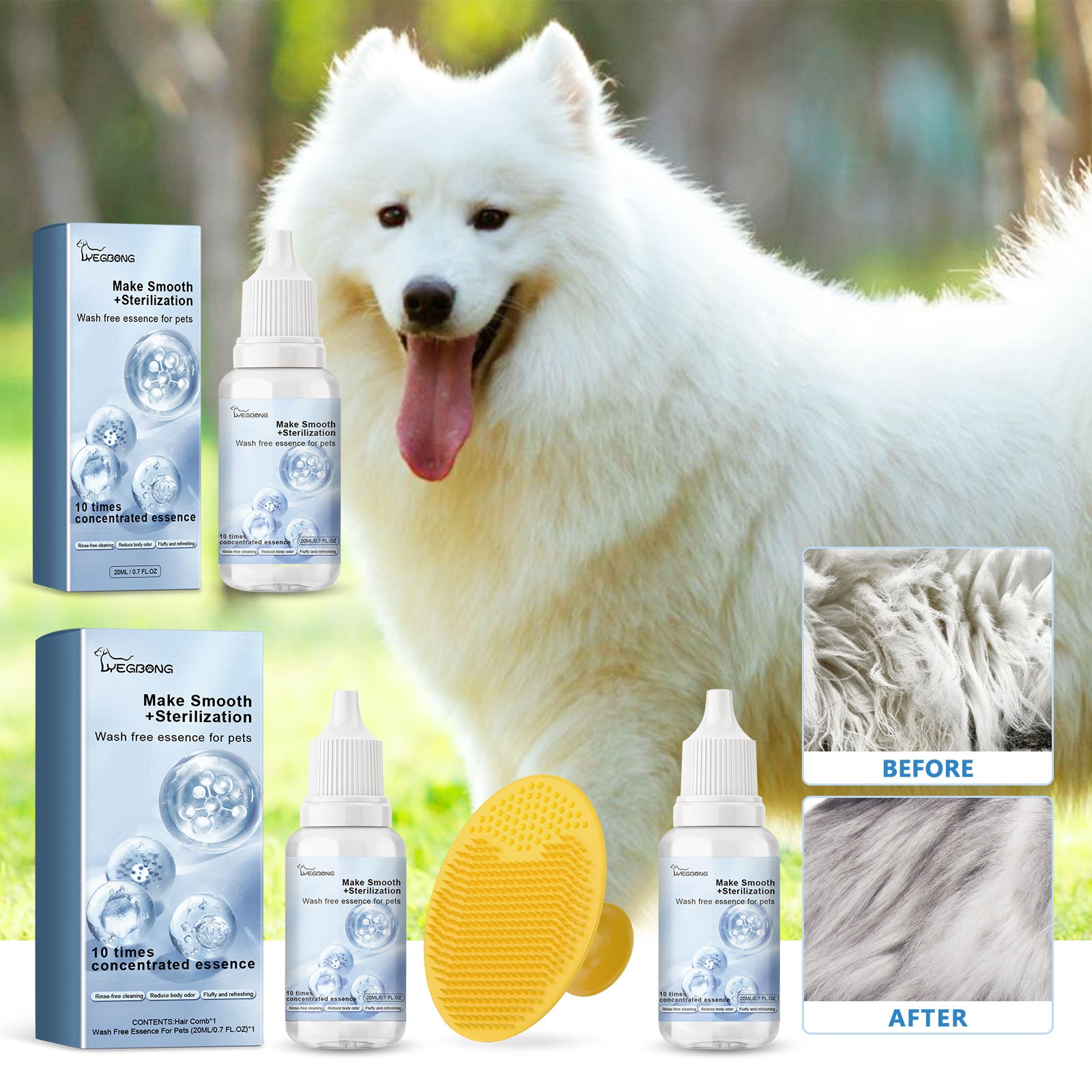 Yegbong Pet Leave-In Serum Water Free Deodorization For Cats And Dogs Clean And Supple Hair Retention Care