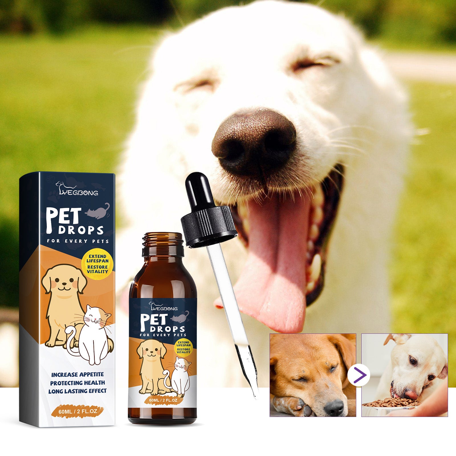 Yegbong Pet Drops For Every Pets, Energizing And Nourishing Pet Health Care Drops
