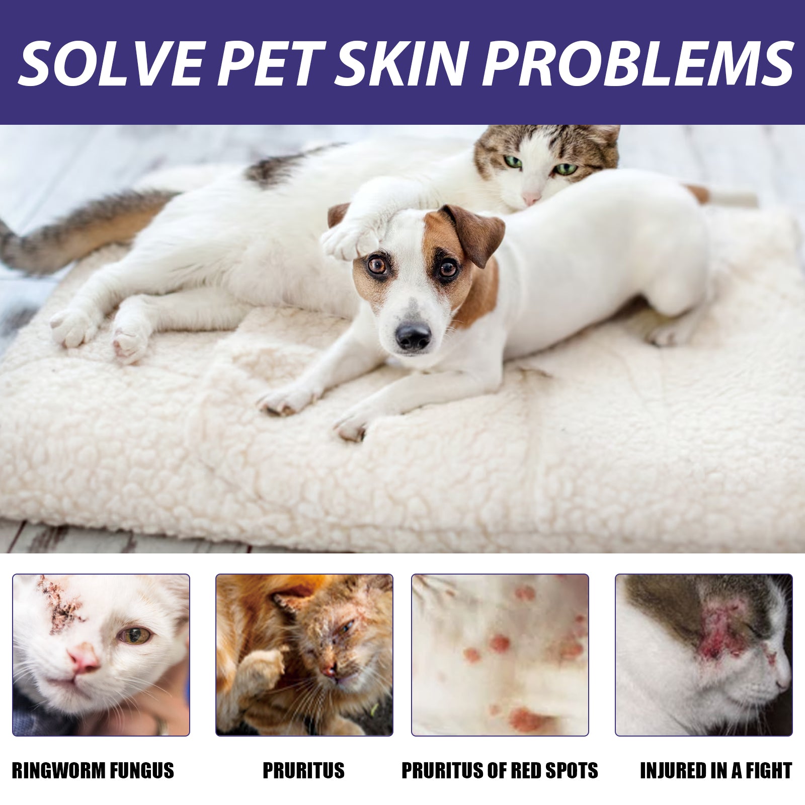 Yegbong Pet Care Spray, Pet Cat And Dog Skin Wound Care Skin Moss Itchy Repair Spray
