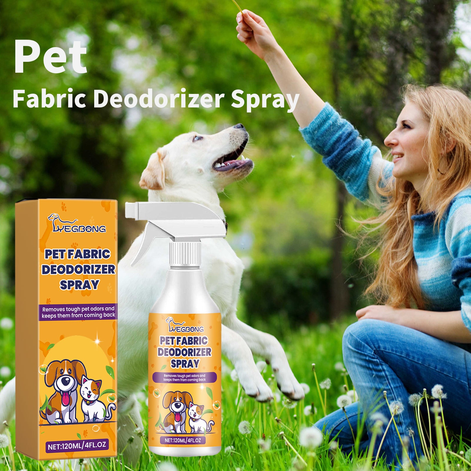 Yegbong Pet Fabric Deodorizer Spray, Fresh Air Clean Pet Odors Indoor Air Fresh Long-Lasting Deodorant