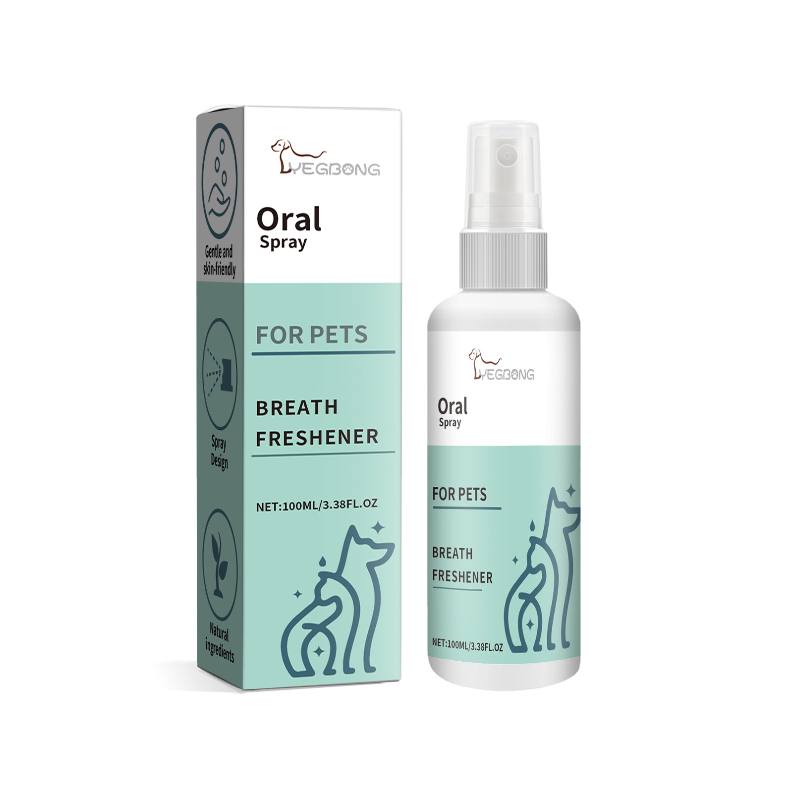 Yegbong Pet Mint Fresh Breath Spray, Clean Your Dog's Bad Breath Fresh Breath Care
