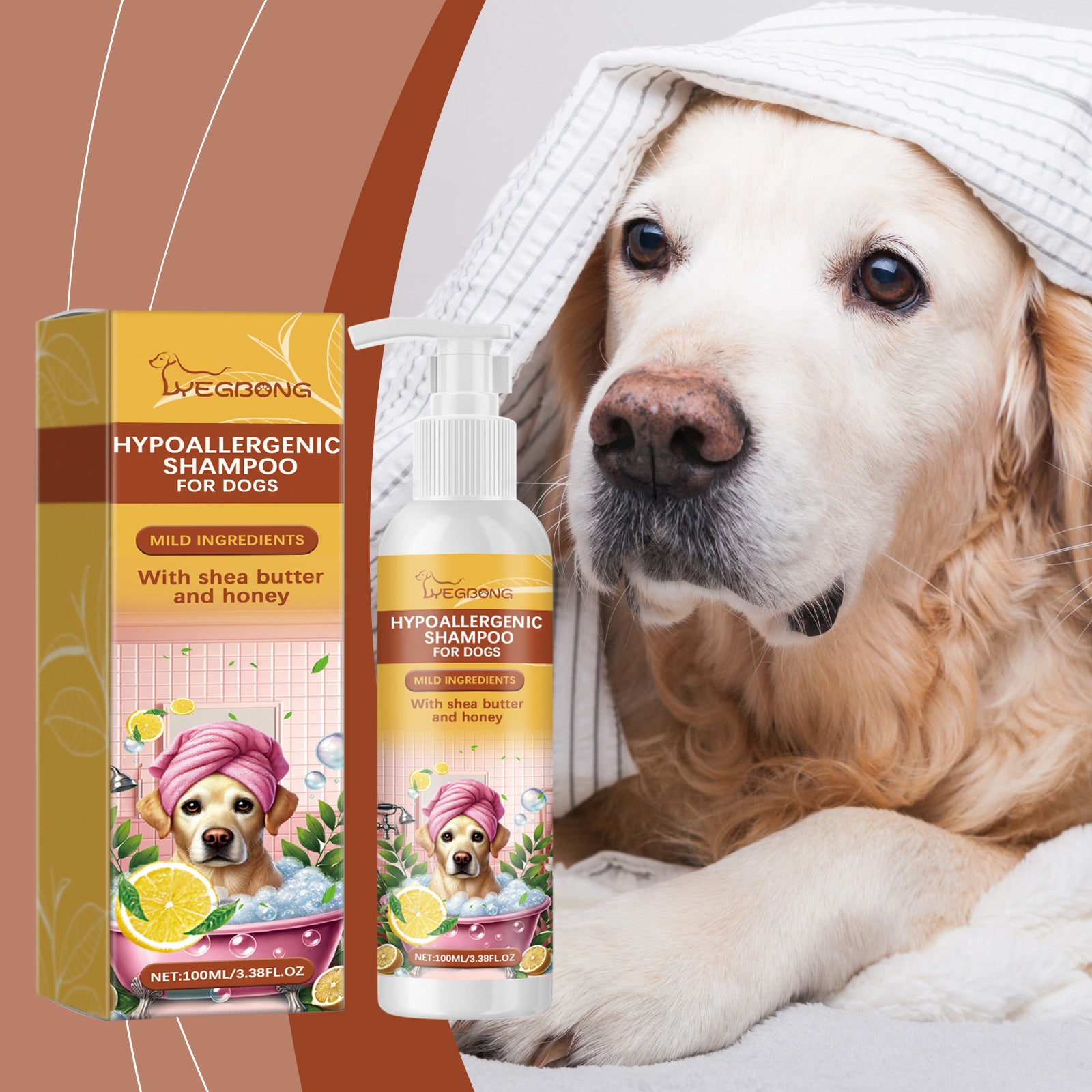 Yegbong Shampoo For Dogs Gentle Cleansing Shampoo For Dog Hair Moist, Smooth And Tangle-Free