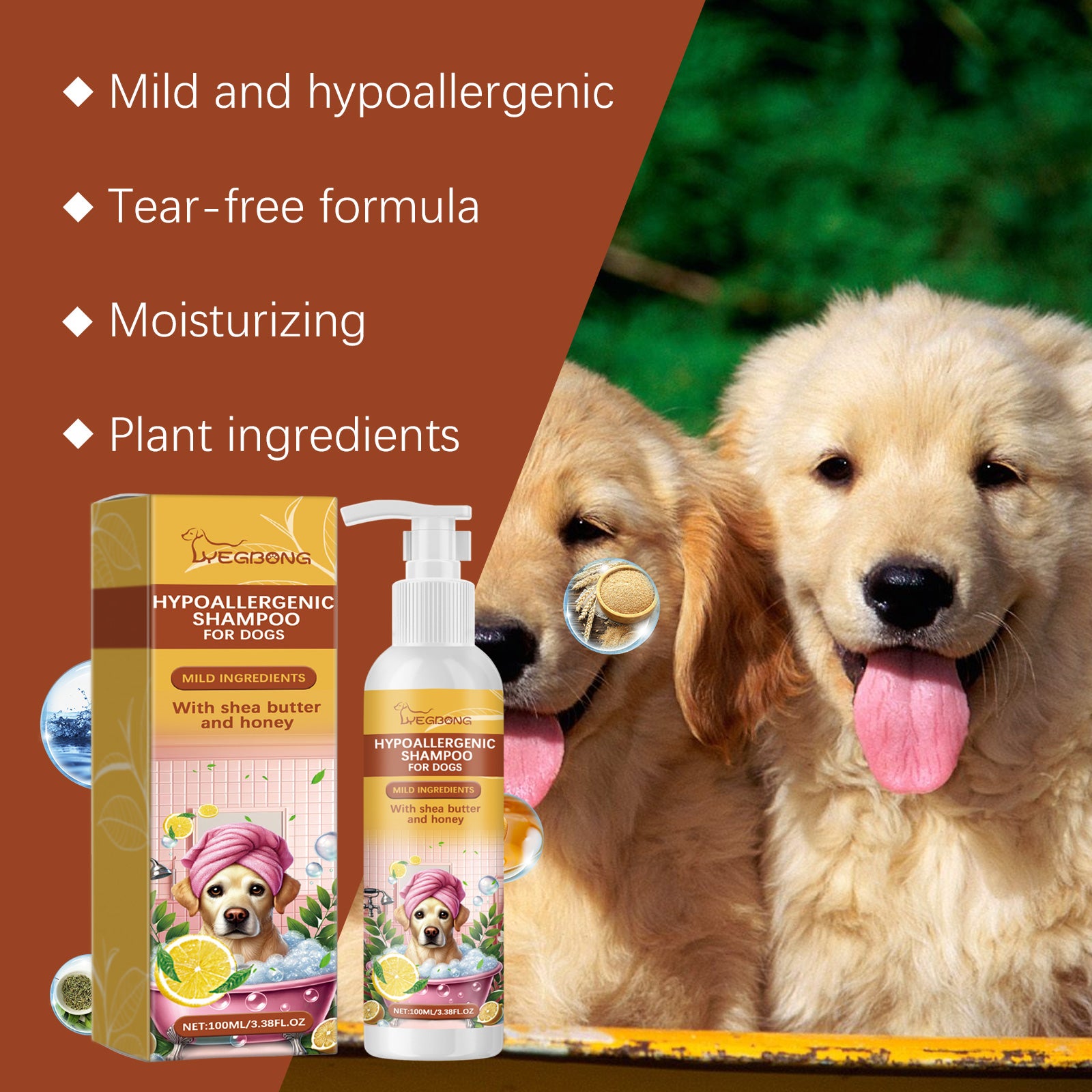 Yegbong Shampoo For Dogs Gentle Cleansing Shampoo For Dog Hair Moist, Smooth And Tangle-Free