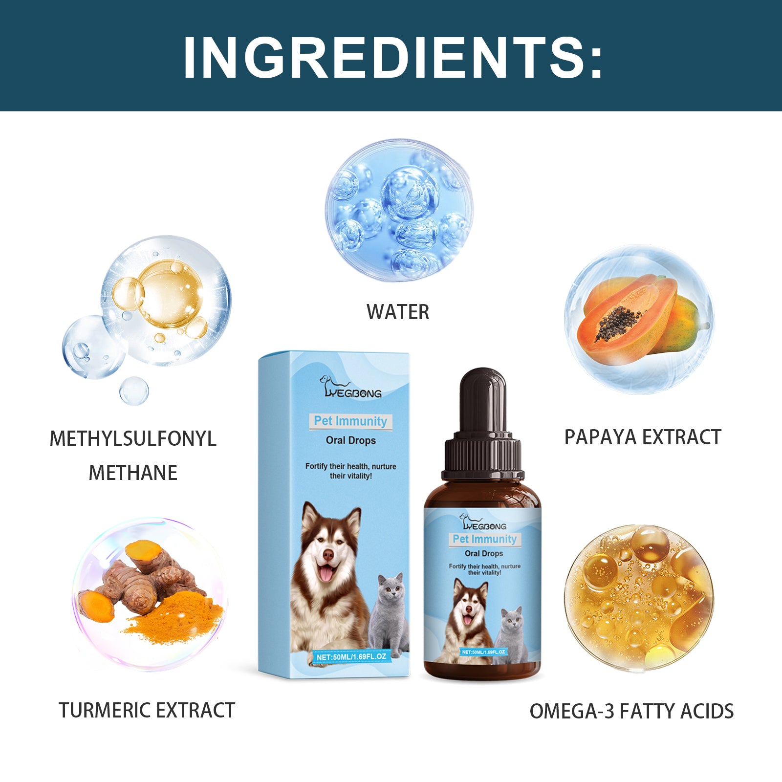 Yegbong Pet Immune Oral Drops, Special Nutritional And Immune Health Drops For Cats And Dogs