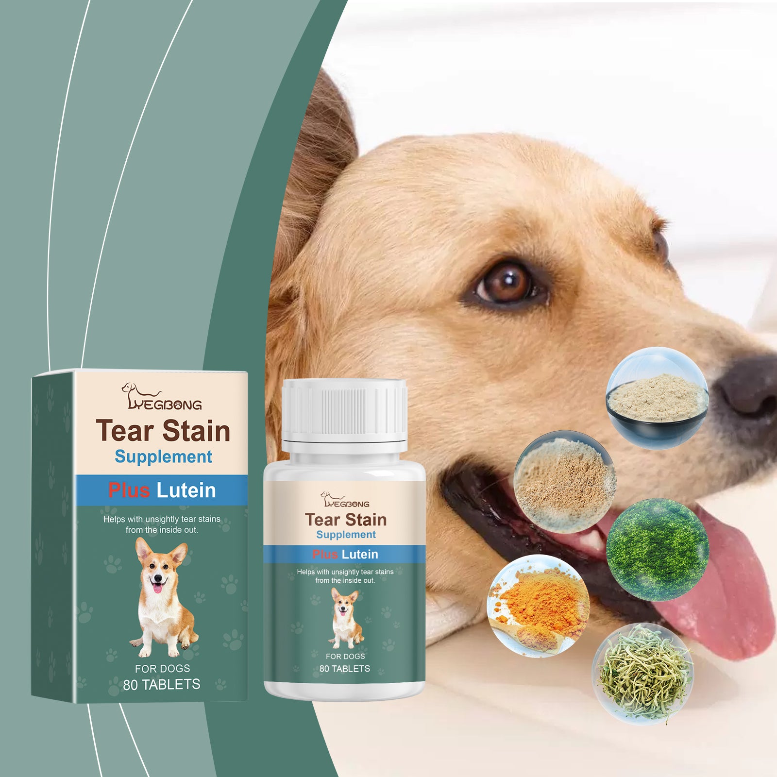 Yegbong Tear-Stained Eye Care Tablet For Dogs To Gently Clean Tear-Stained Eye Stains For Pet Dogs