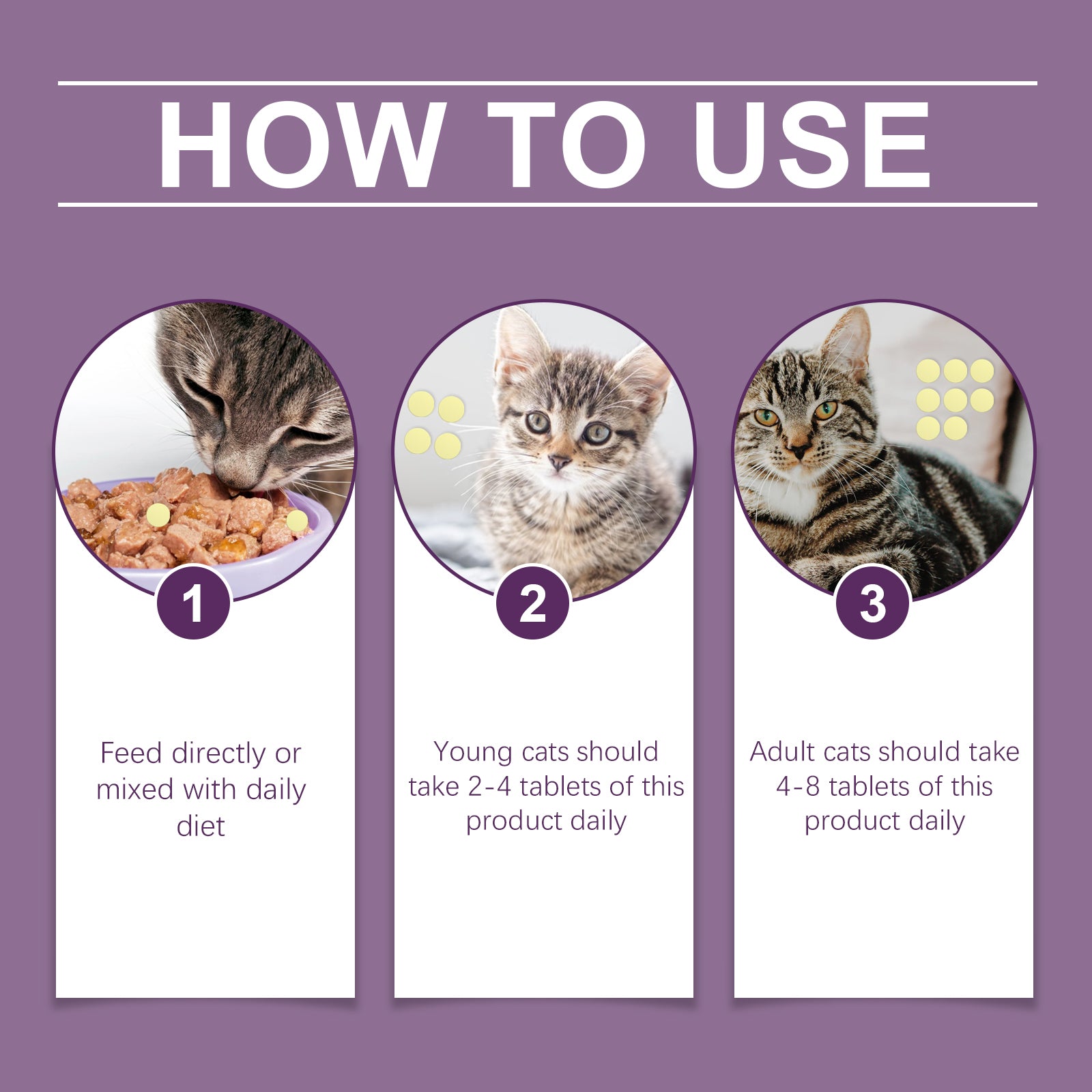 Yegbong Compound Taurine Tablets For Cats Nutritional Supplement Multi-Dimensional Taurine Tablets For Cats