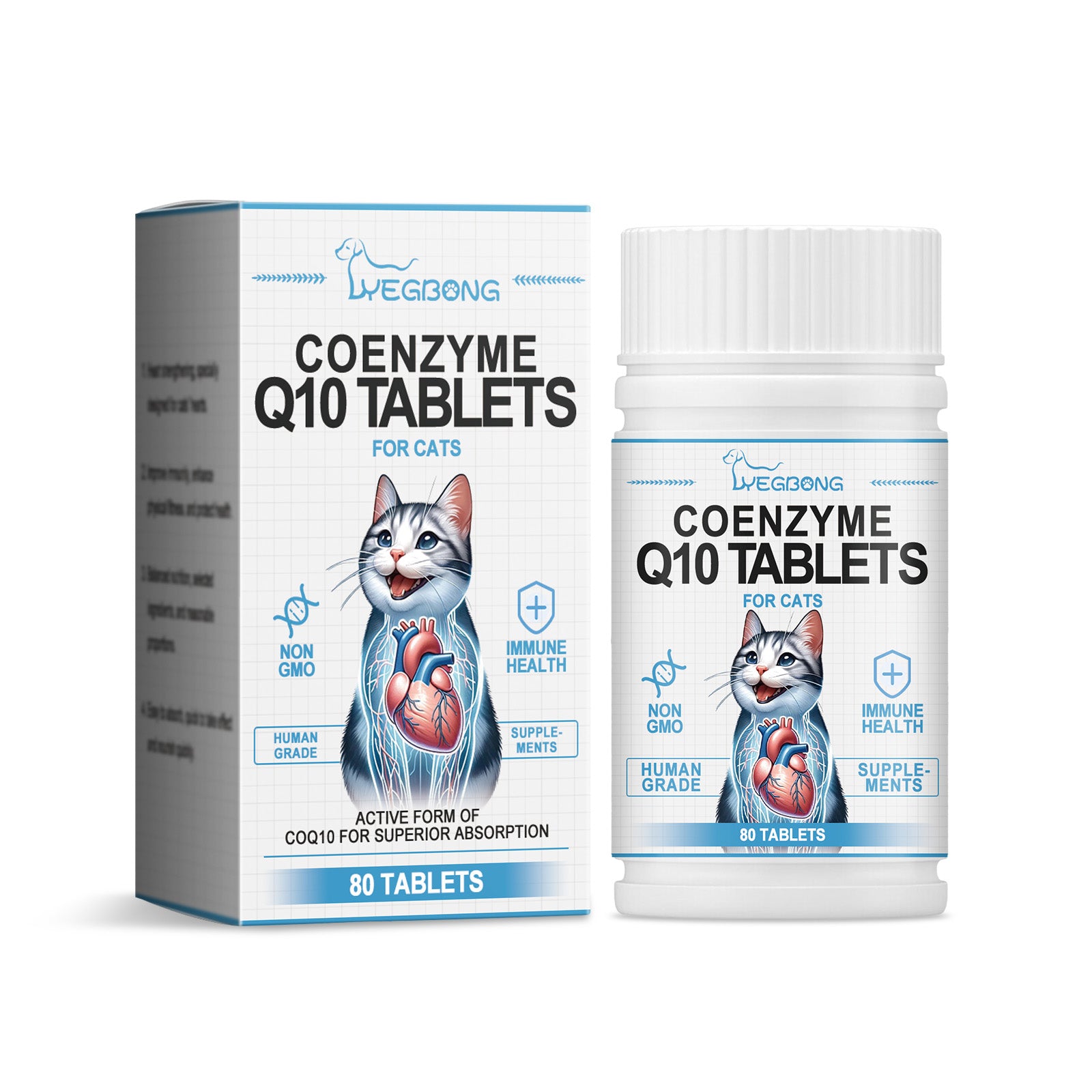 Yegbong Cats Protect Health And Vitality With Coenzyme Tablets Coenzyme Q10 For Cats To Absorb Nutritional Supplements