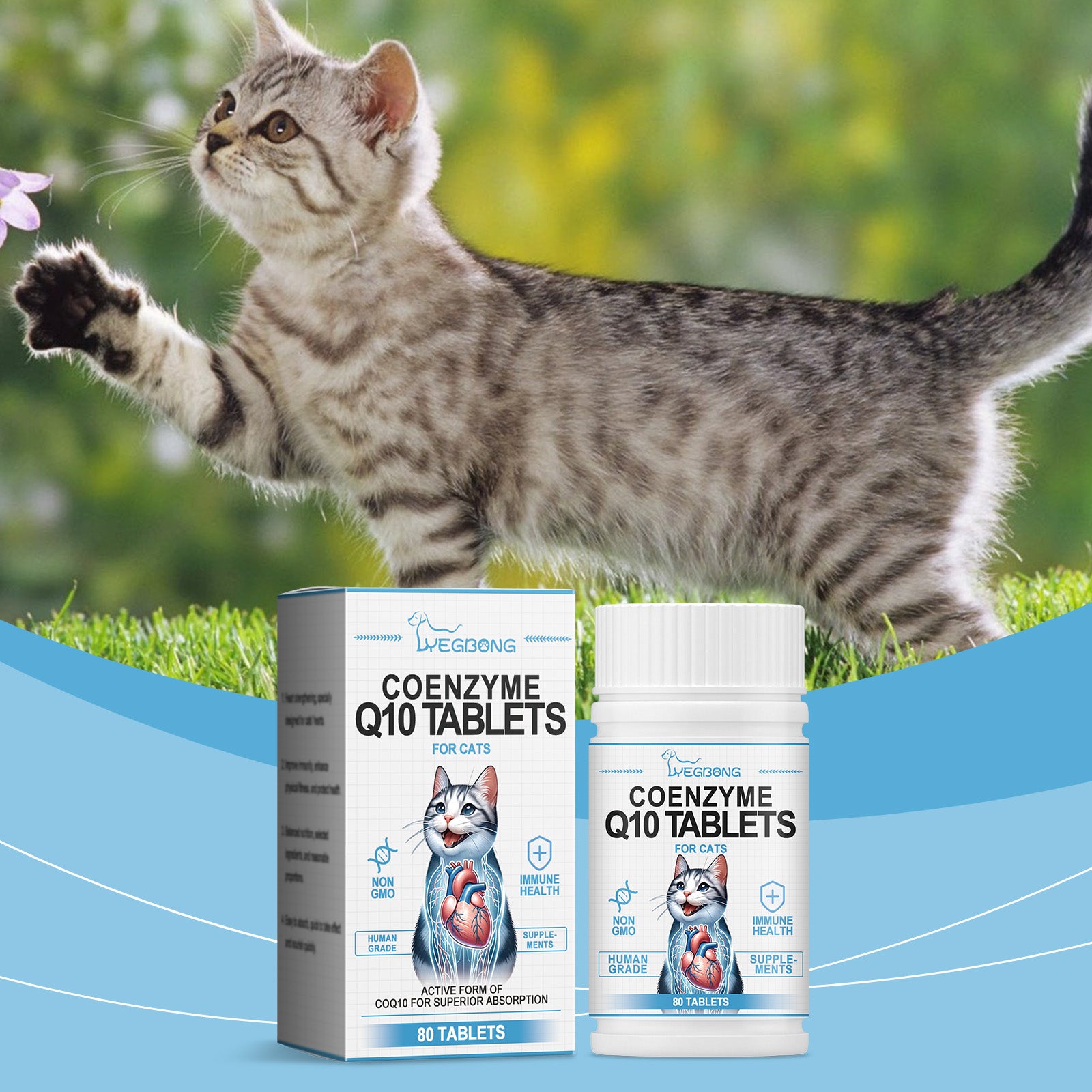 Yegbong Cats Protect Health And Vitality With Coenzyme Tablets Coenzyme Q10 For Cats To Absorb Nutritional Supplements