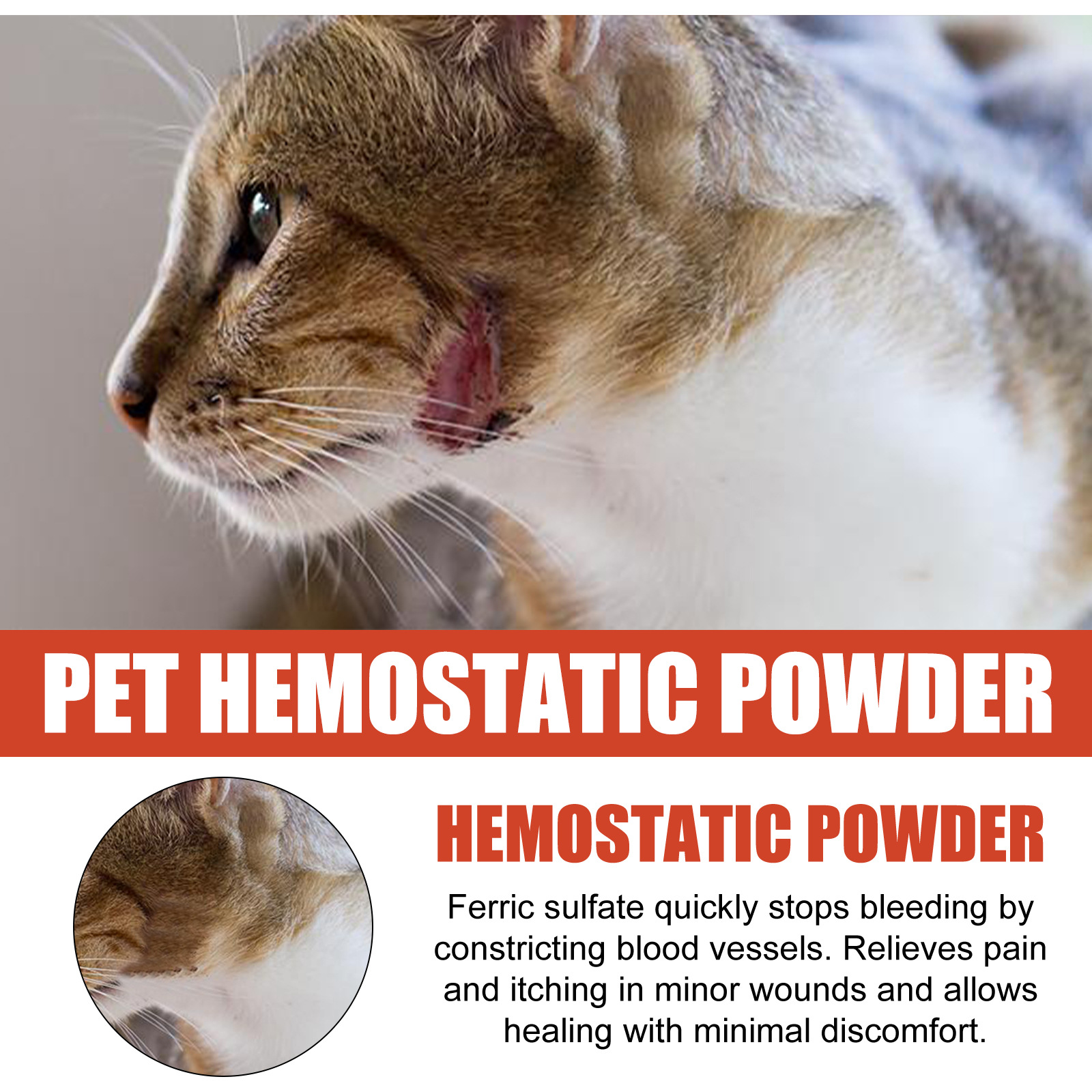 Yegbong Pet Hemostatic Powder, Skin Wound Cleaning Styptic Powder For Cats And Dogs Soothing Wound Healing Powder For Pets