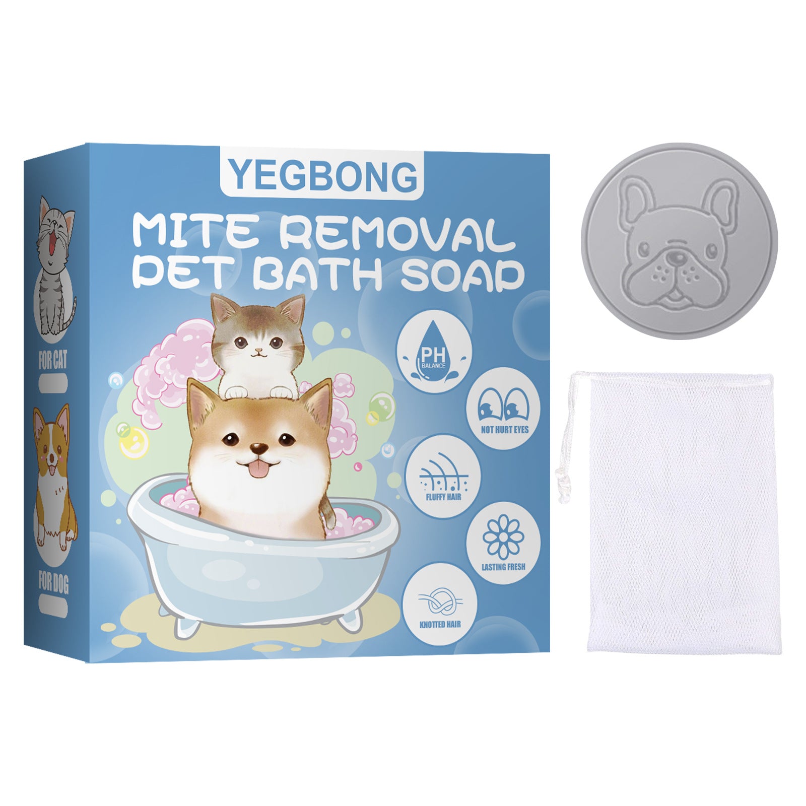 Yegbong Mite Removal Pet Bath Soap, Dog And Cat Antibacterial Body Deodorant Cleaning Bath Products