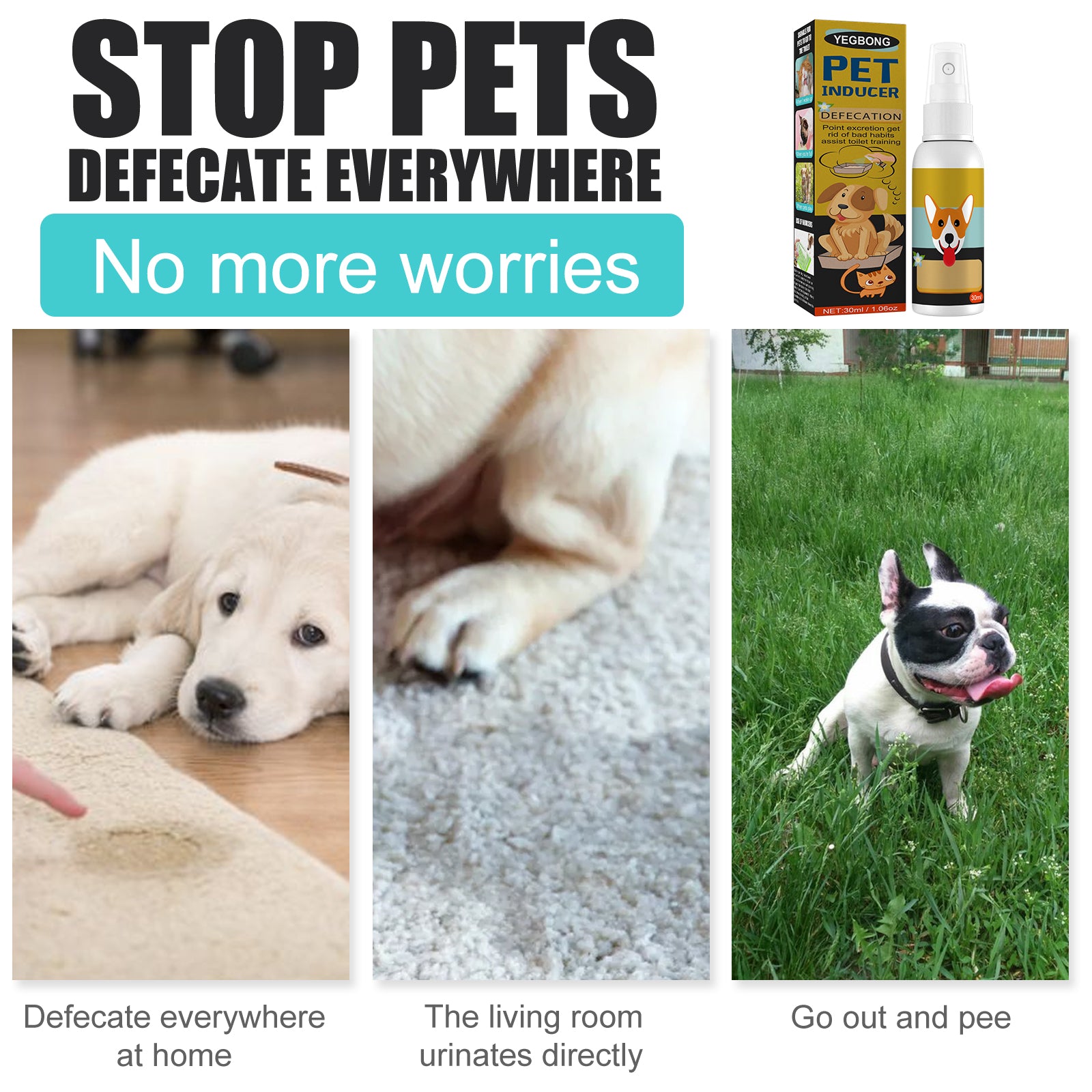 Yegbong Pet Defecation Locator Spray, Pet Poop Location Pet Cats And Dogs Locate Defecation Inducers